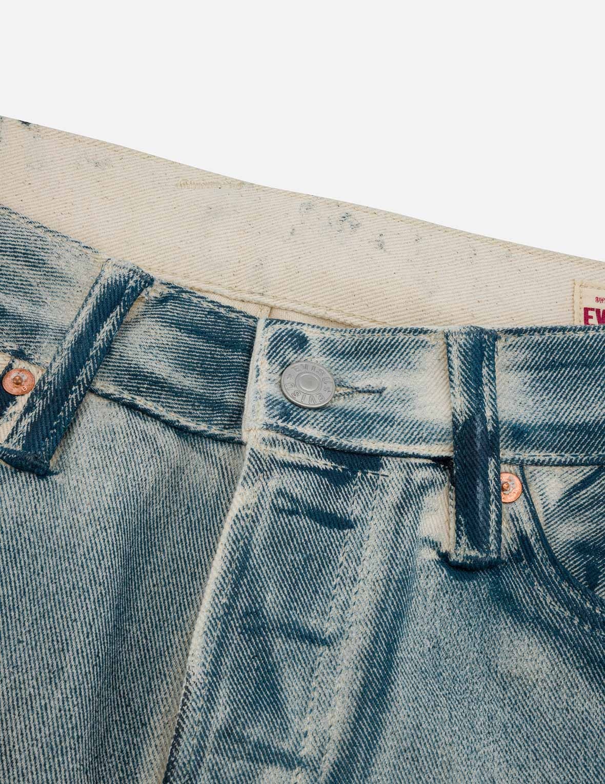 KAMON AND SEAGULL APPLIQUÉ WITH RUBBING PRINT REGULAR STRAIGHT FIT JEANS #2008 - 3