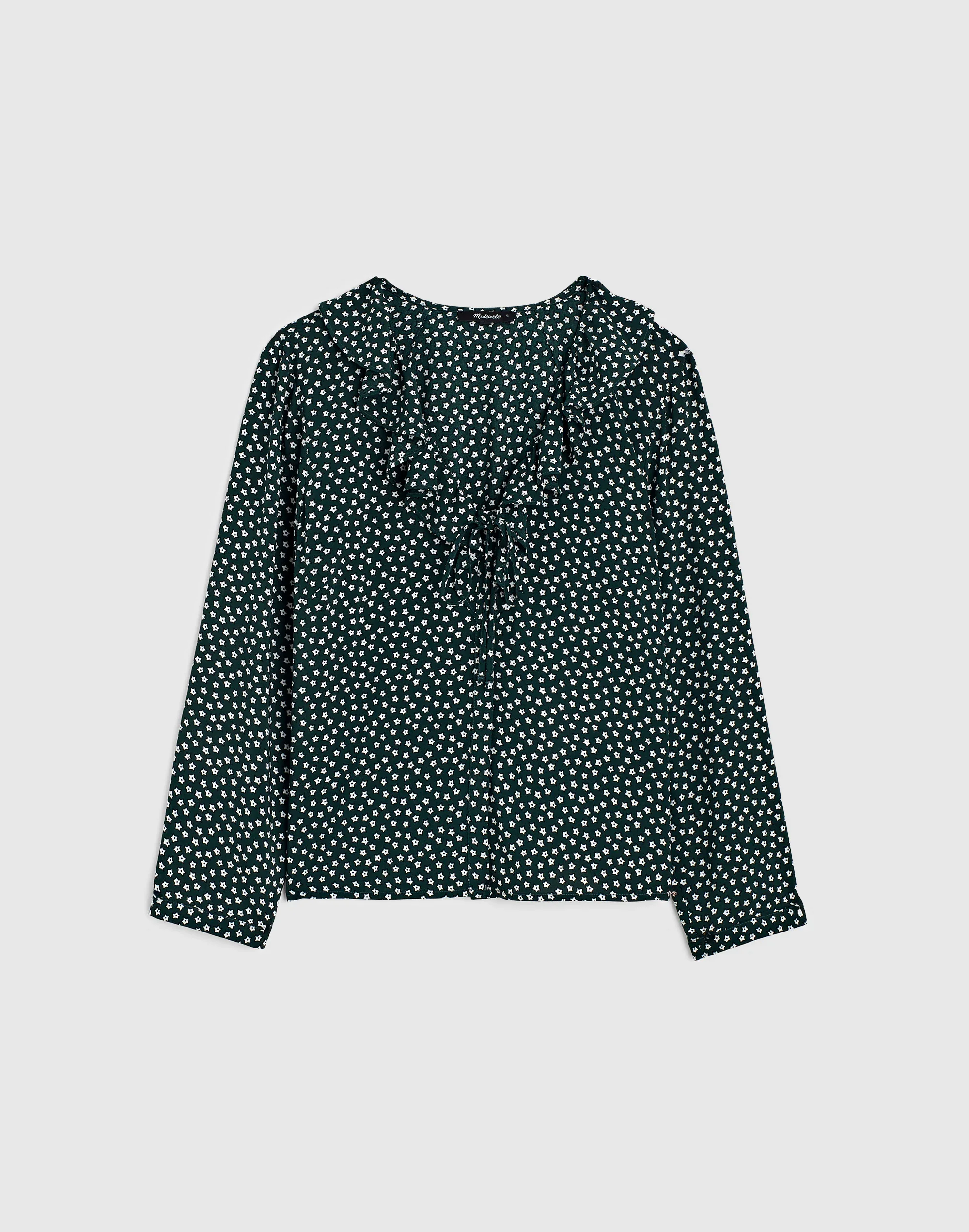 Ruffled V-Neck Long-Sleeve Top - 1