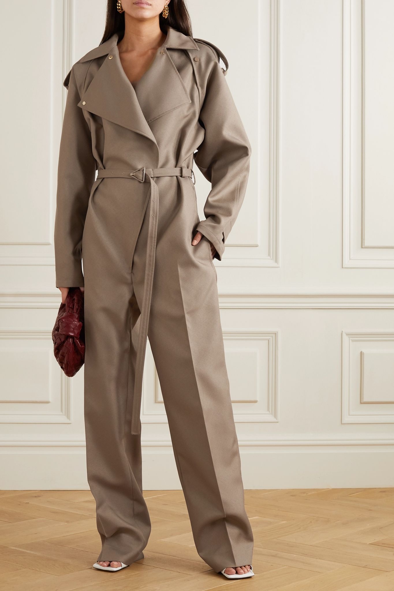 Belted drill jumpsuit - 2