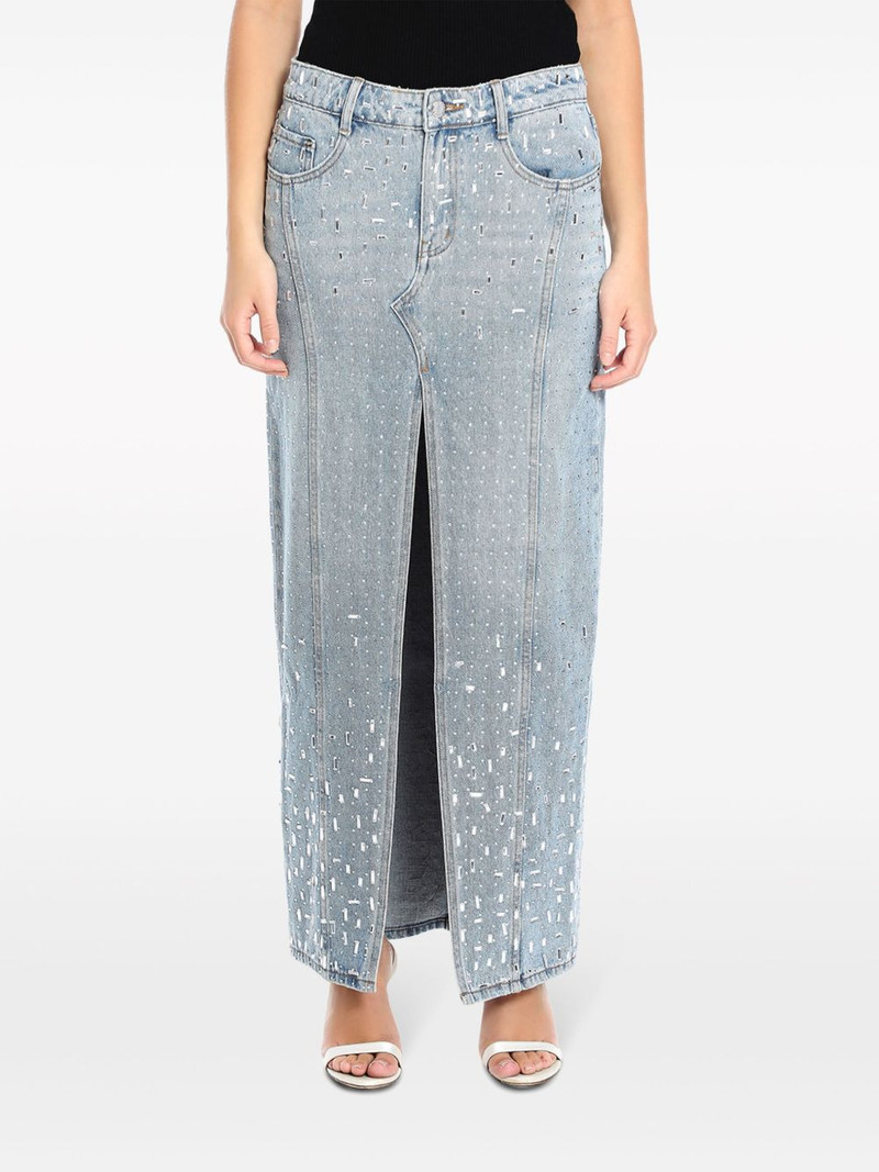 RETROFÊTE crystal-embellished denim skirt outlook