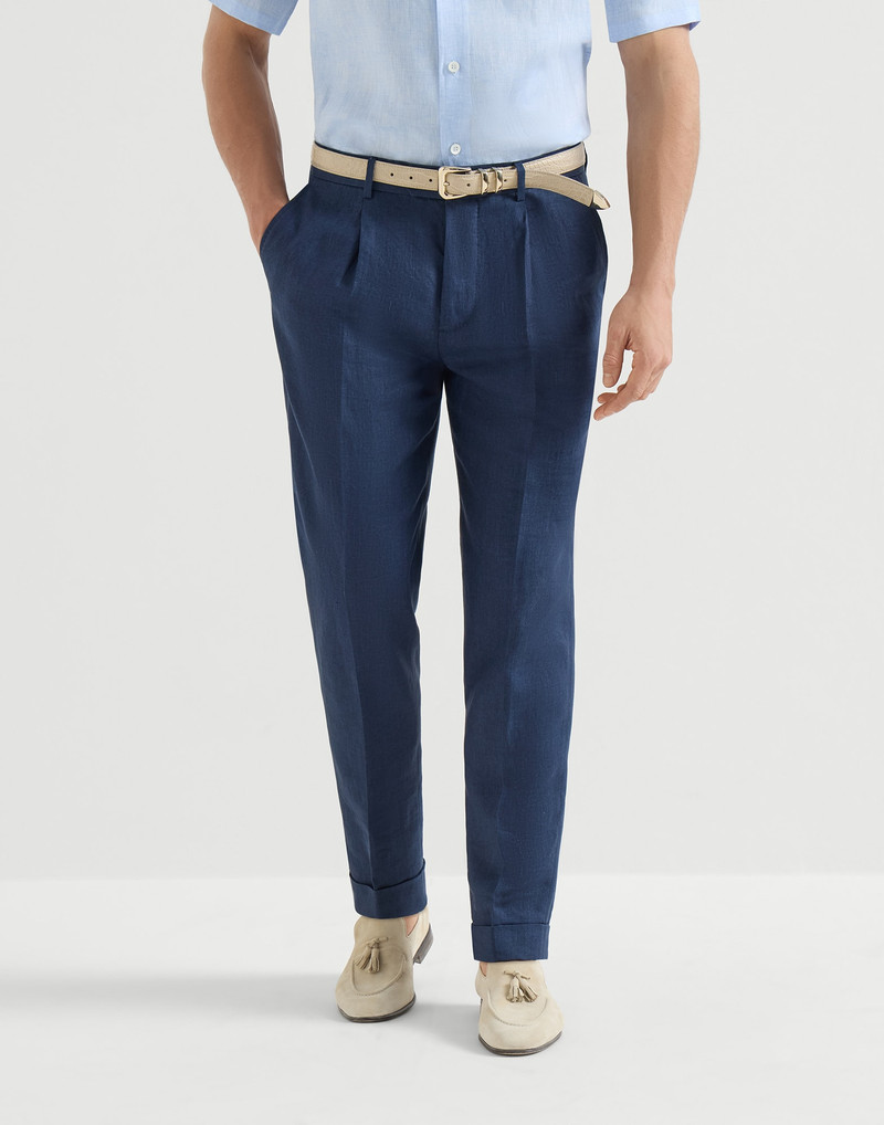 Délavé linen trousers with pleat 2