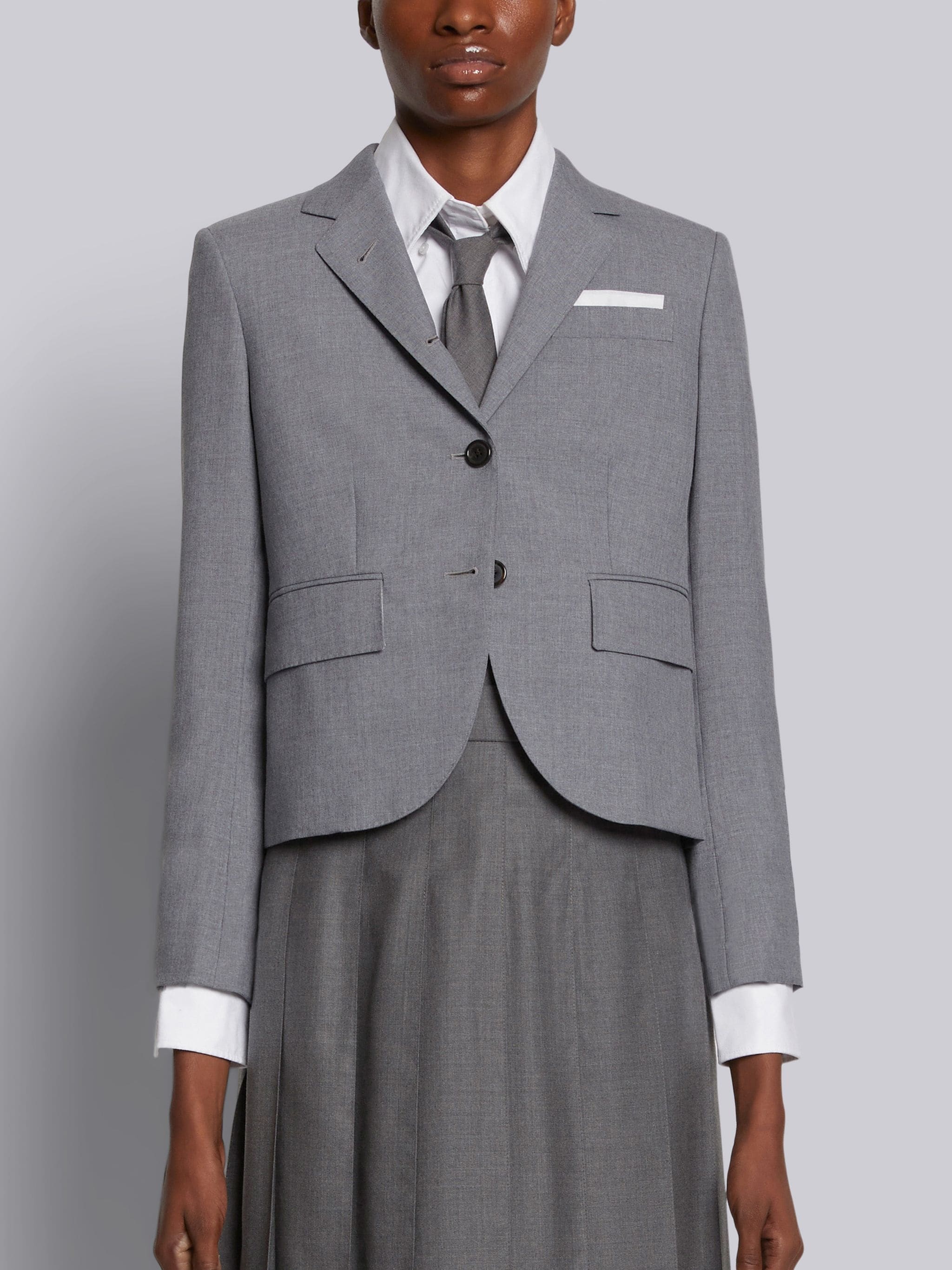 Medium Grey School Uniform Plain Weave High Armhole Single Breasted Sport Coat - 1