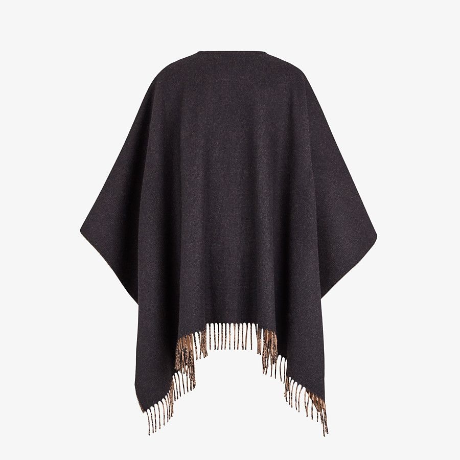 Black cashmere and wool poncho - 2