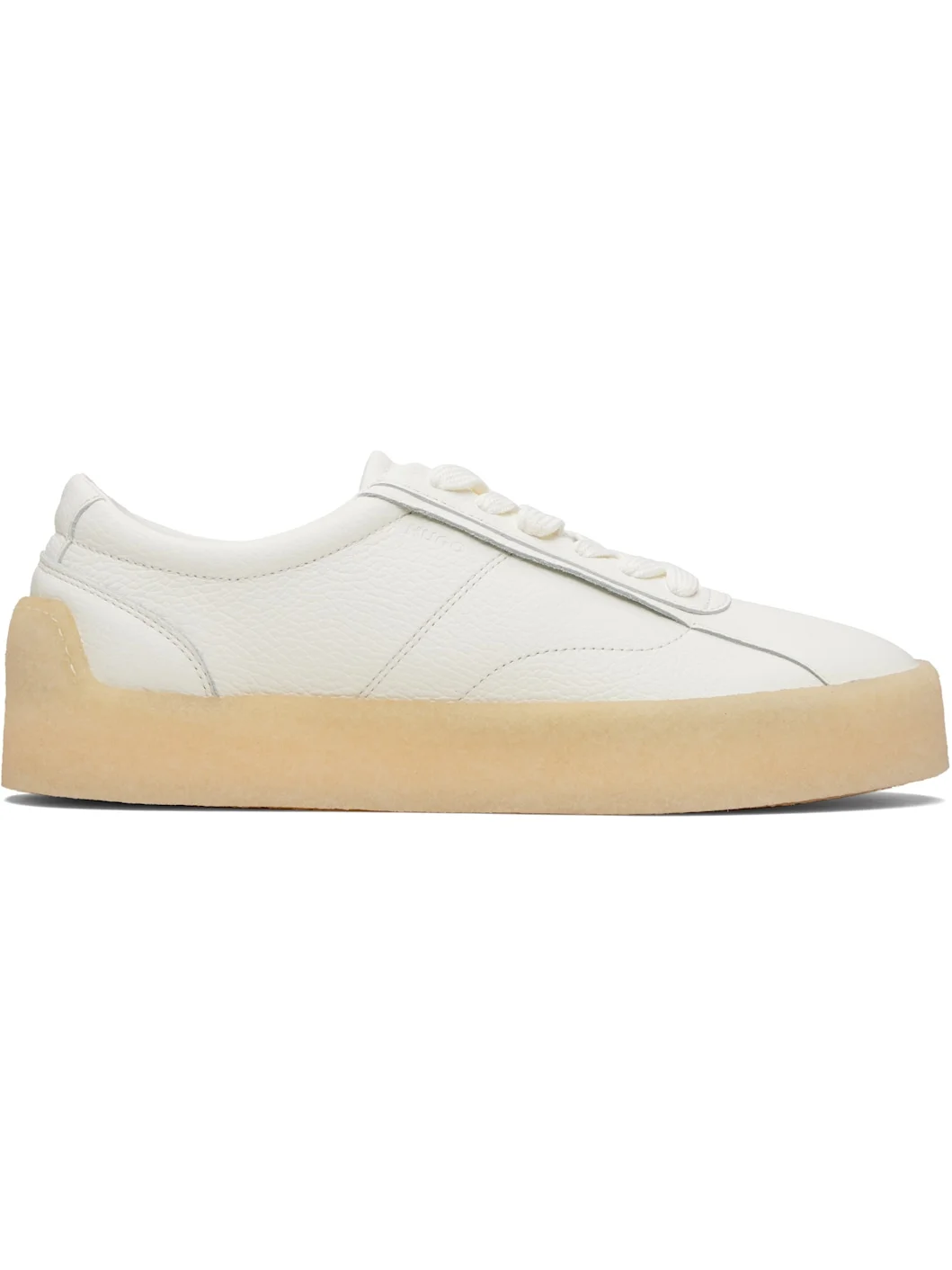 White Grained Leather Sneakers - 1