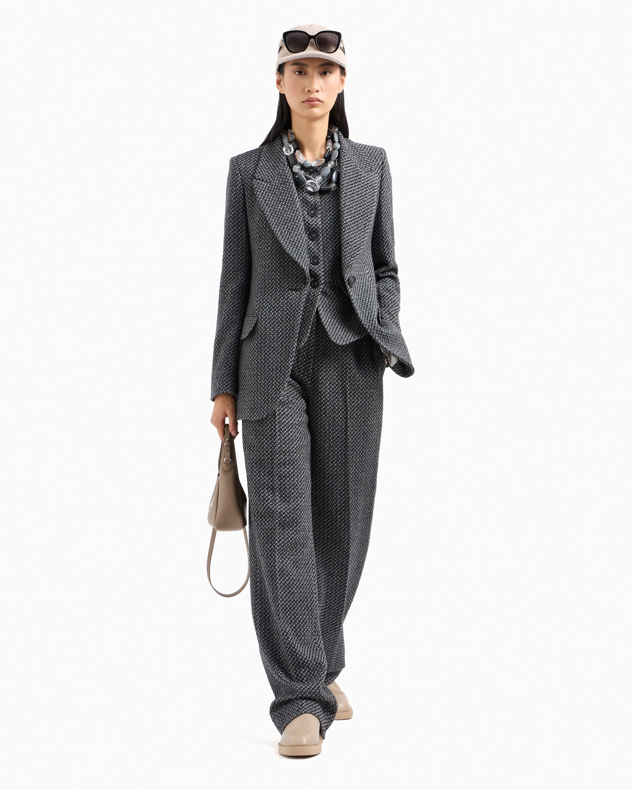 Mélange wool-blend knit trousers with a textured pattern - 4