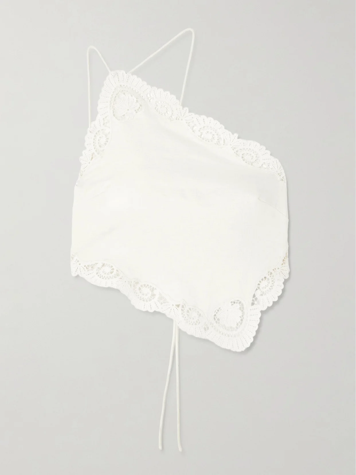 Darya One-shoulder Lace-trimmed Linen And Cotton-blend Top - 1