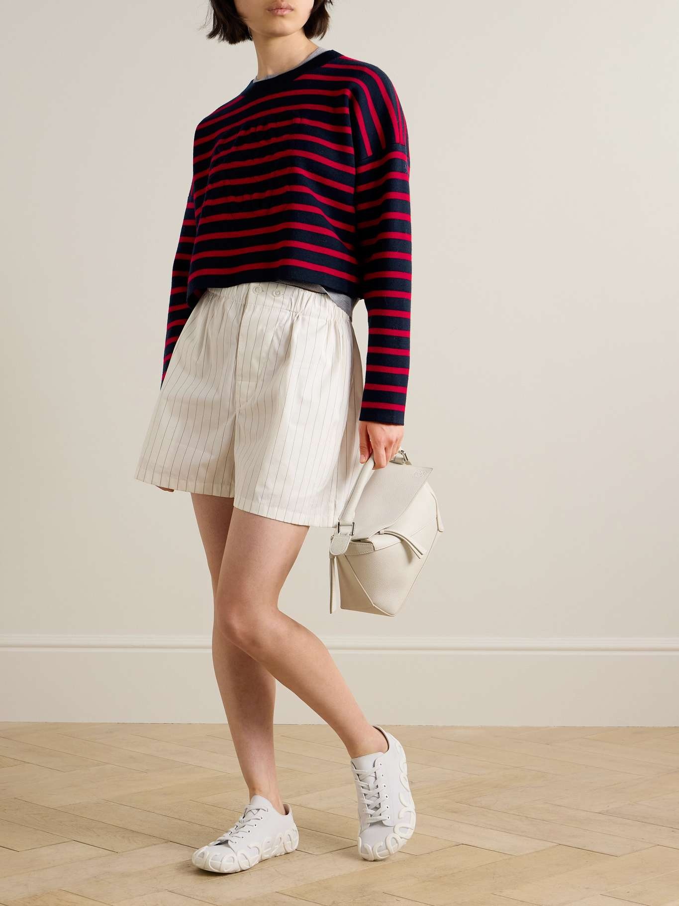 Cropped oversized striped jacquard-knit wool-blend sweater - 2