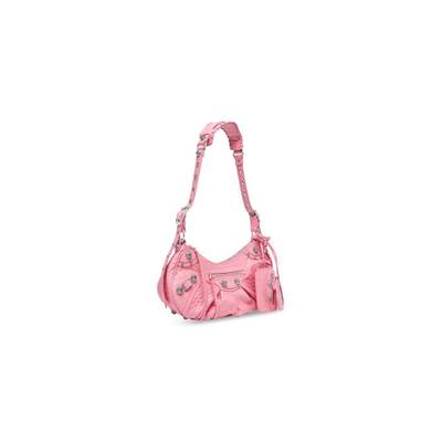 BALENCIAGA Women's Le Cagole Small Shoulder Bag Crocodile Embossed in Pink outlook