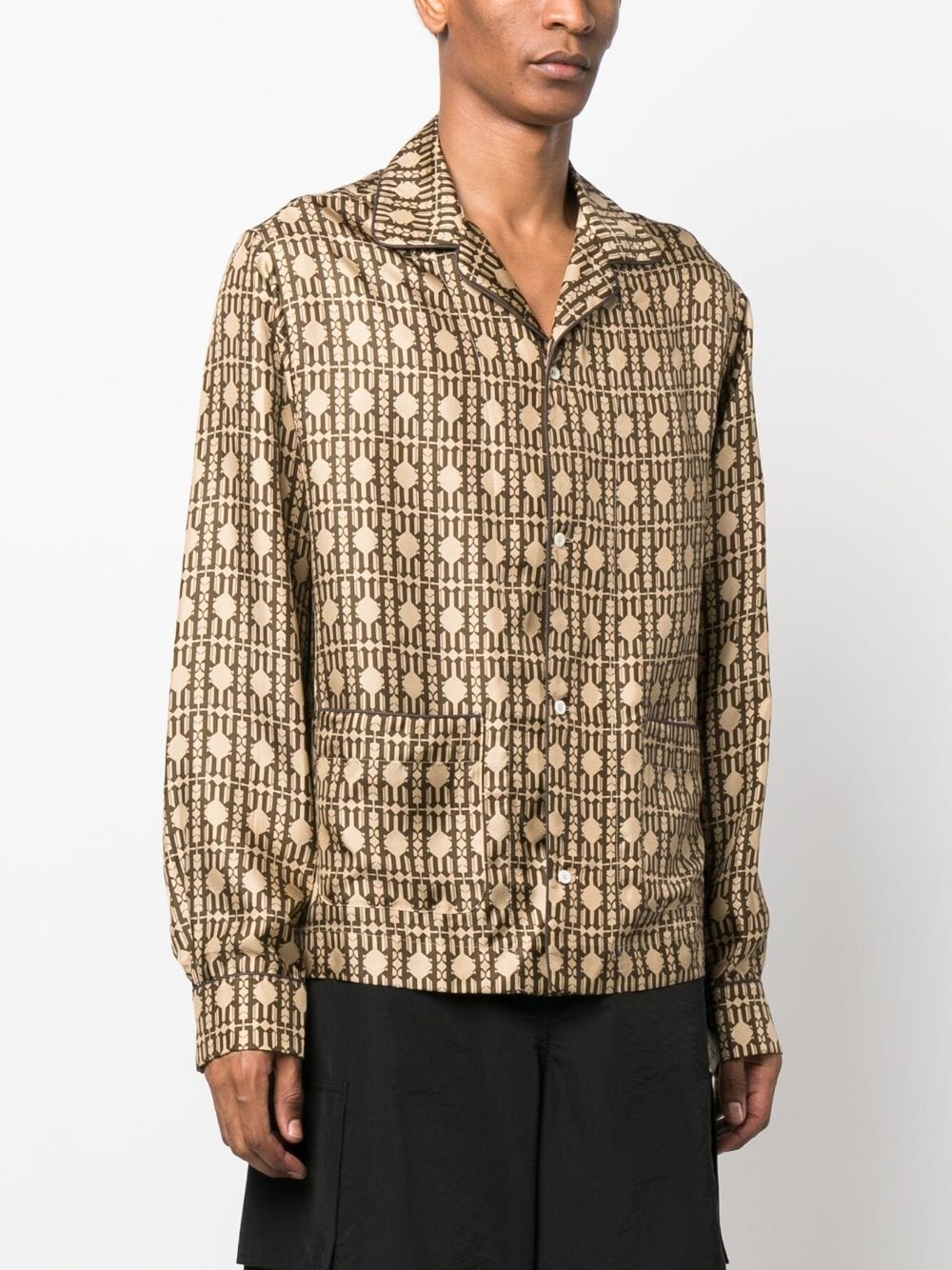 monogram-print silk shirt - 3