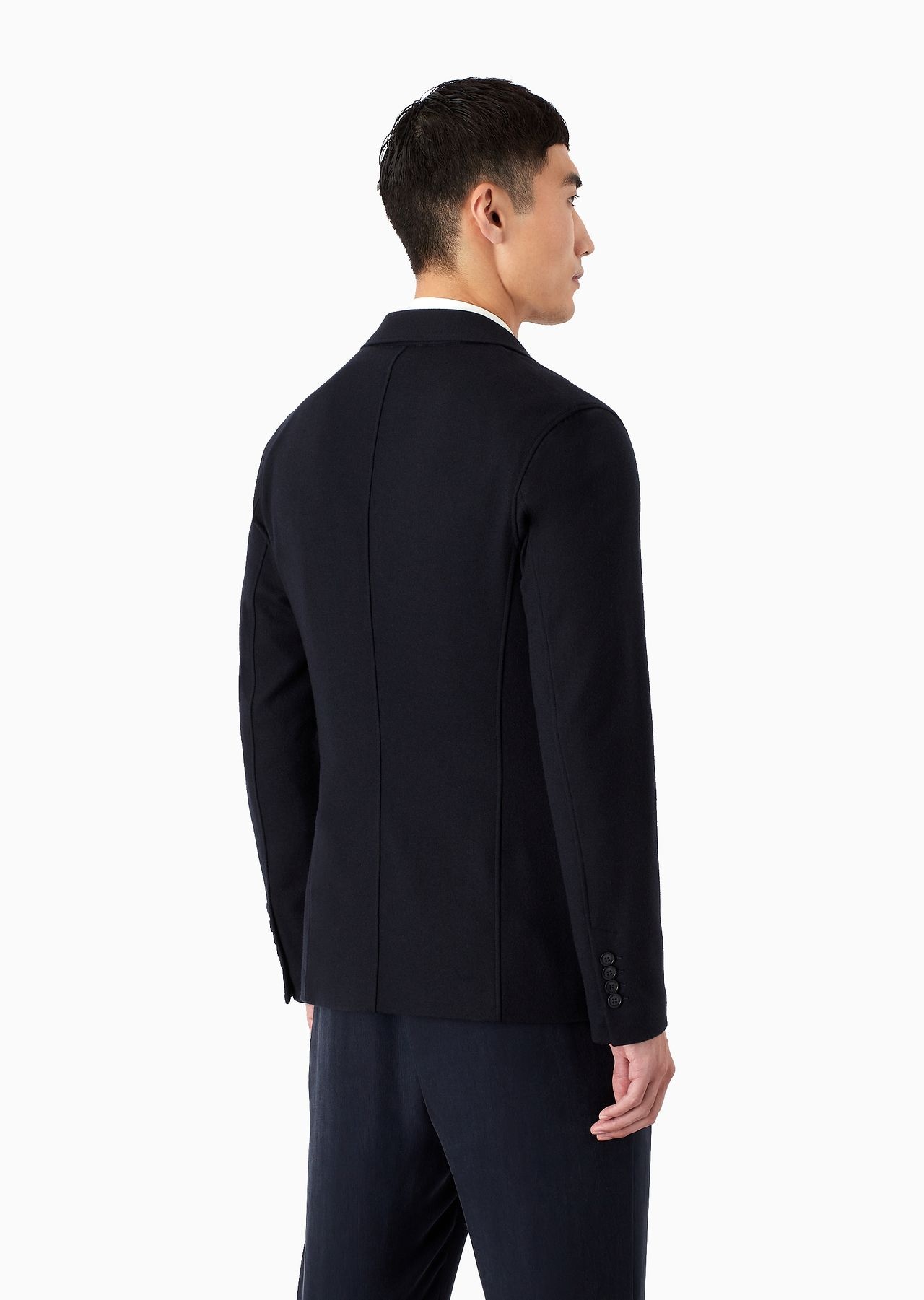 GIORGIO ARMANI Icon single-breasted jacket in pure cashmere jersey cloth |  REVERSIBLE