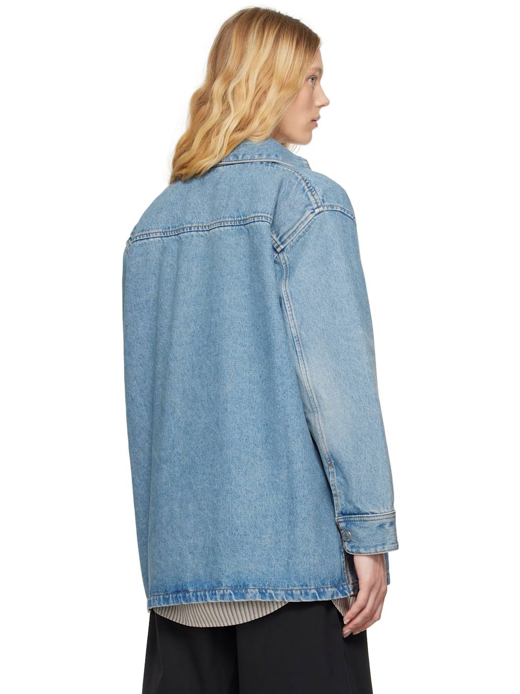 Blue Cotton Ami de Coeur Denim Overshirt - 3
