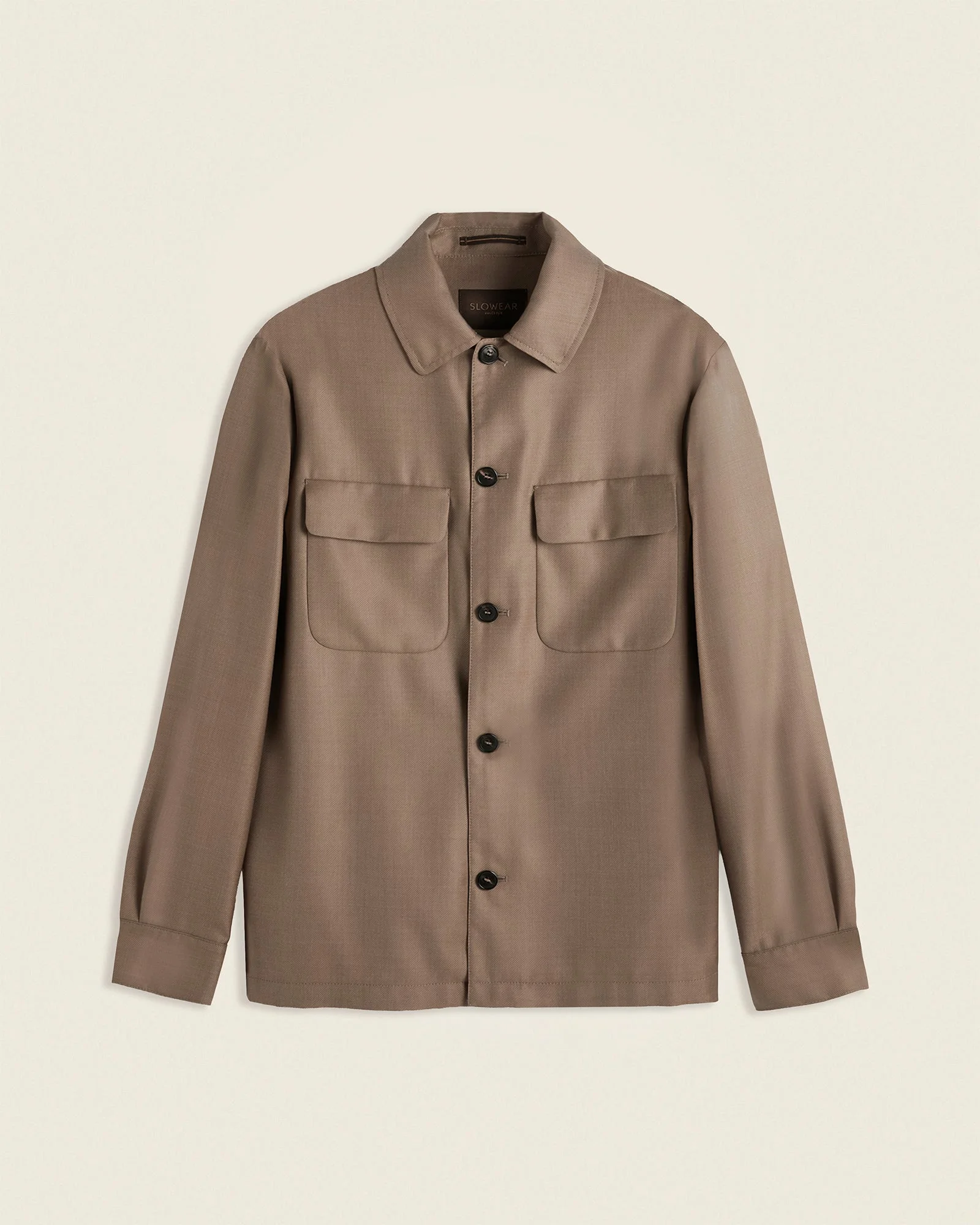 Wool and silk twill overshirt - 1