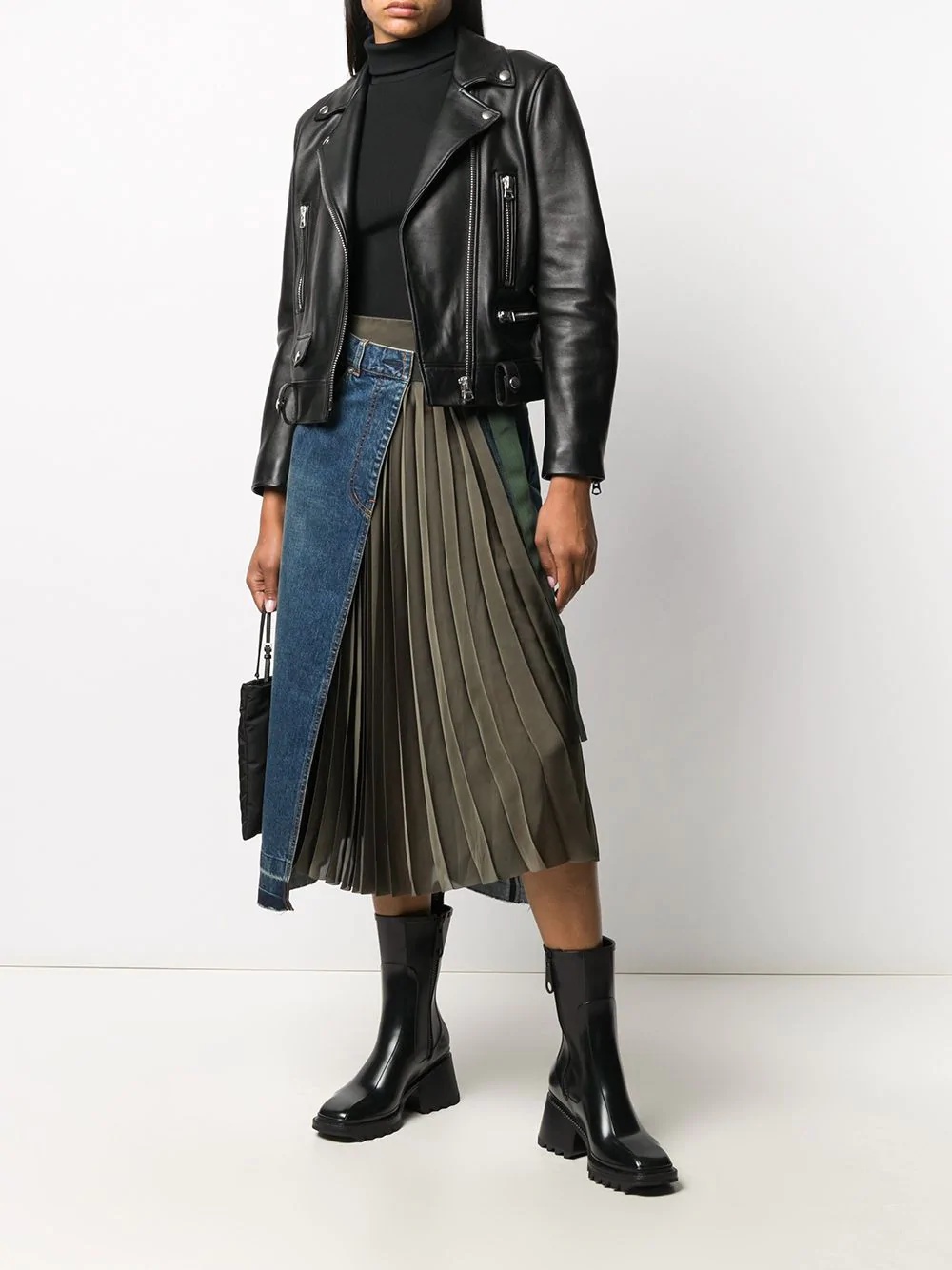 panelled pleated skirt  - 2