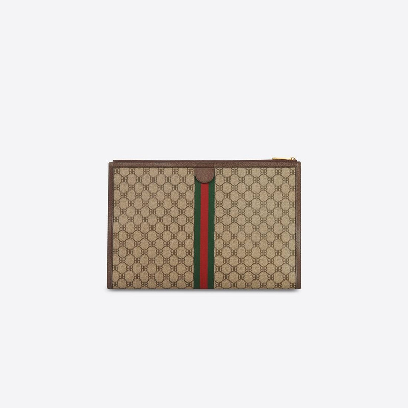 BALENCIAGA Men's Hacker Laptop Pouch In Coated Canvas in Beige outlook