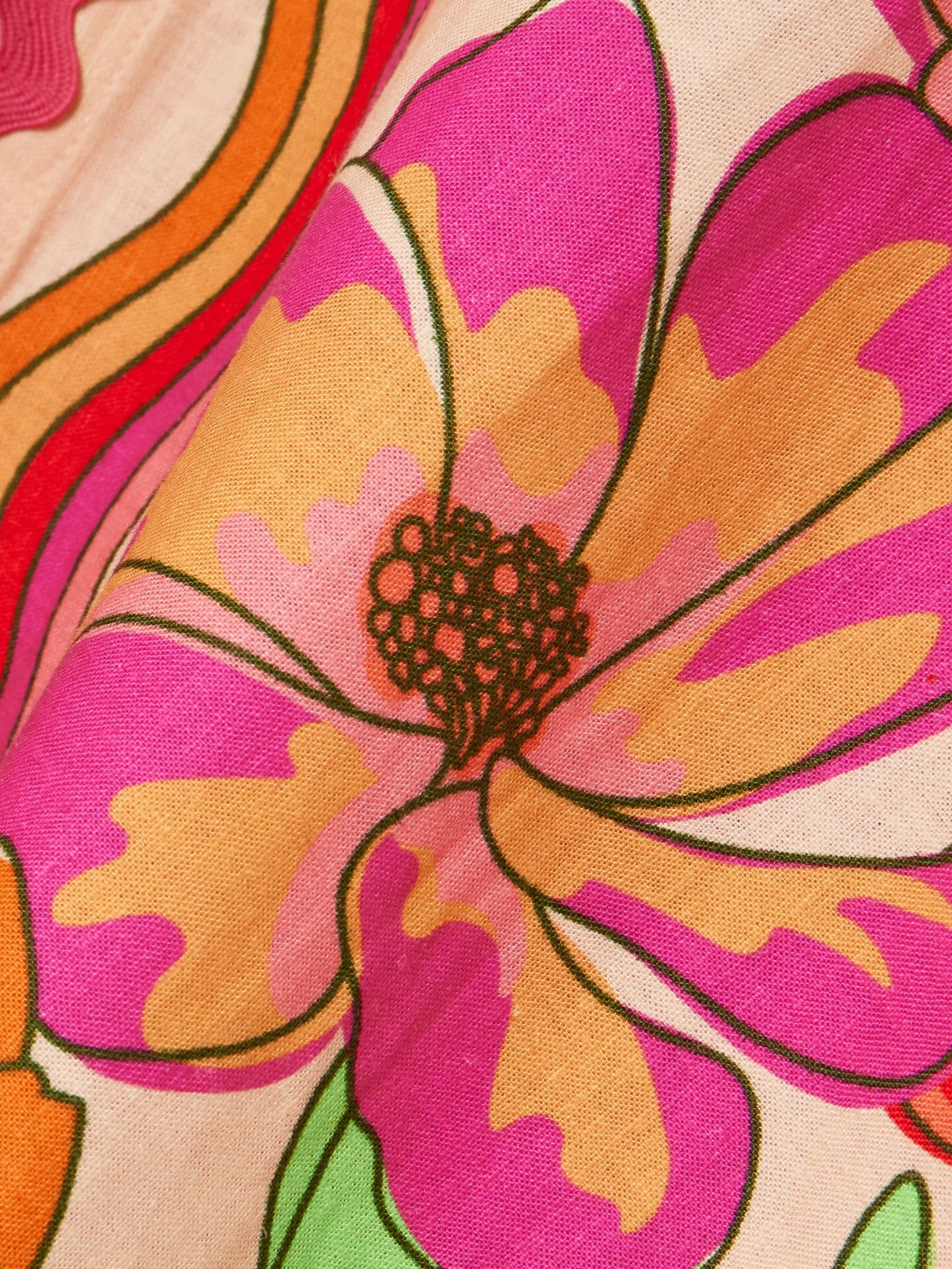Spring Affair floral-print linen-blend shirt Orange - 5
