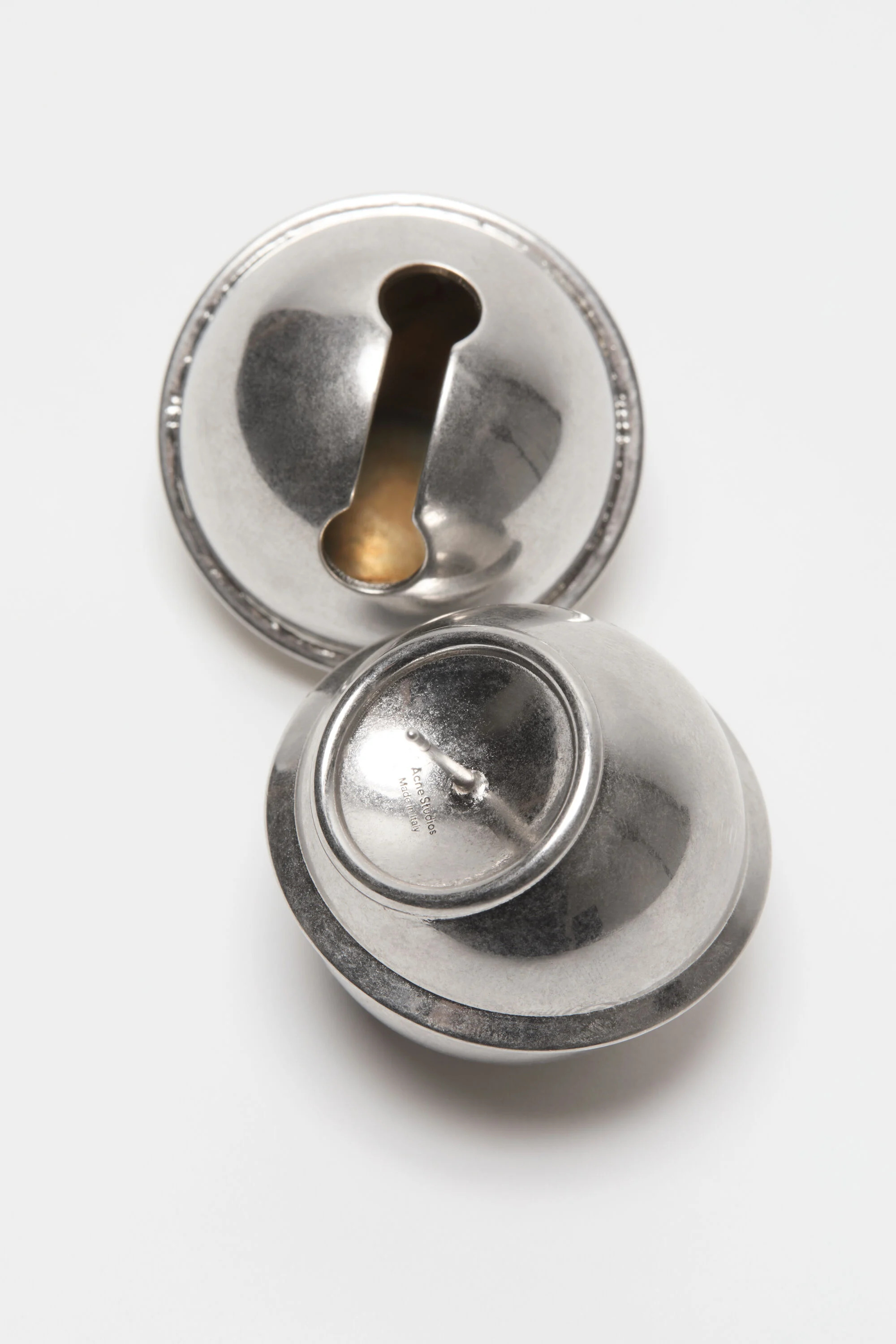 Bell-shaped metal earrings - Semi matt silver - 3