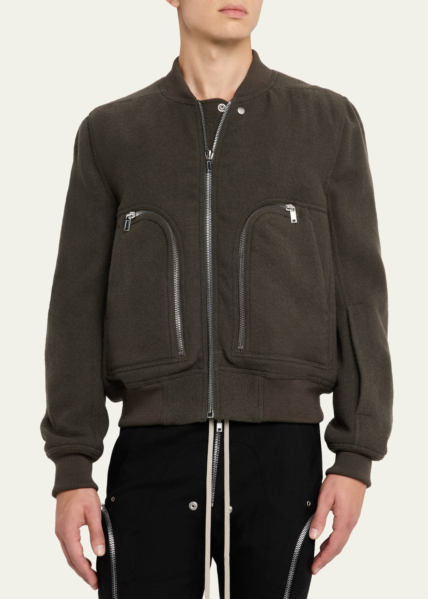 Men's Wool Knit Full-Zip Bomber Jacket - 4