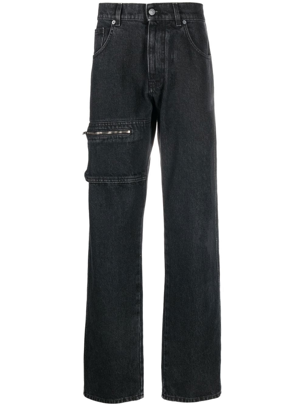 zip-embellished straight jeans - 1