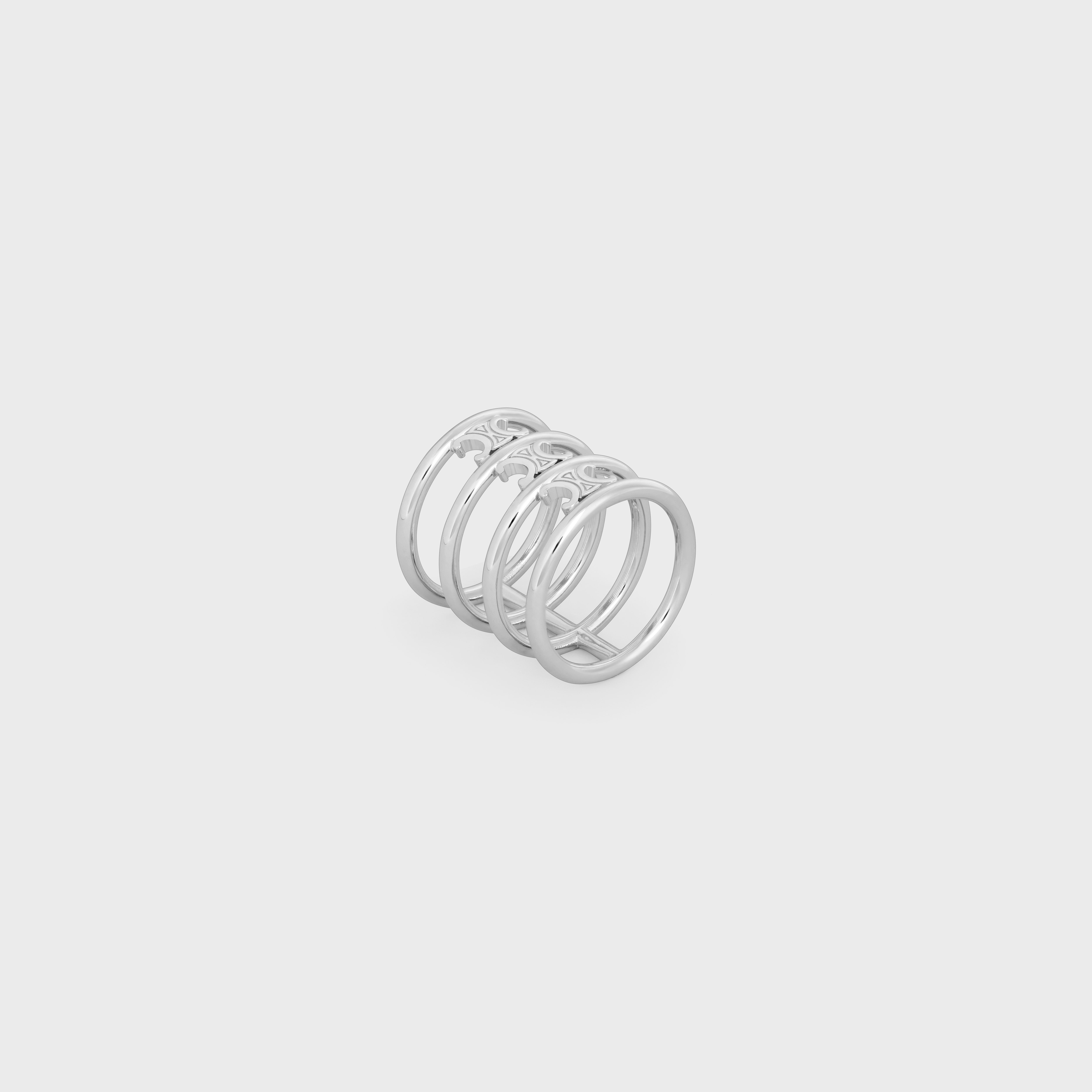 Triomphe Cage Ring in Brass with Rhodium Finish - 2