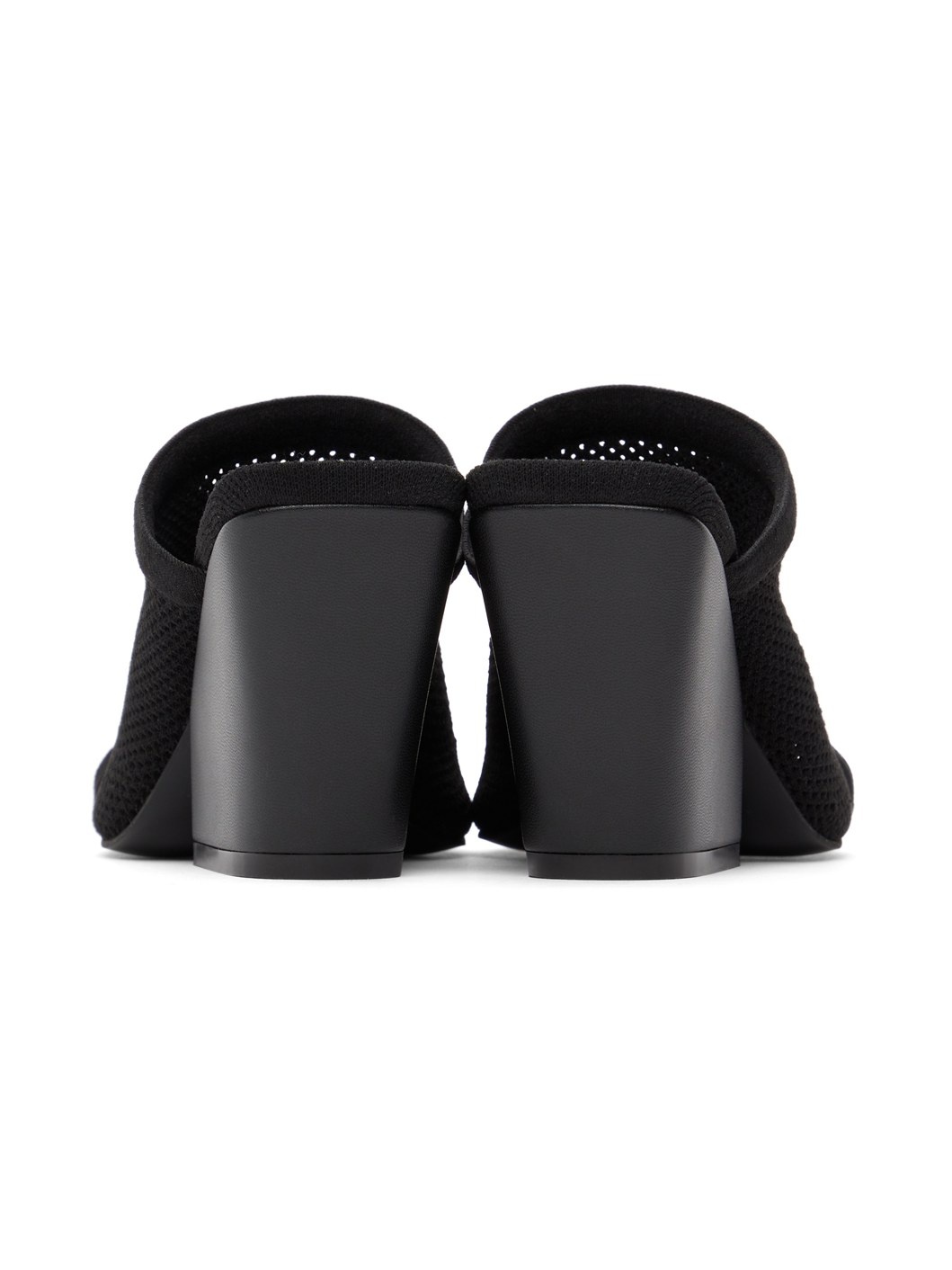 Black Knit Mesh Mules - 2