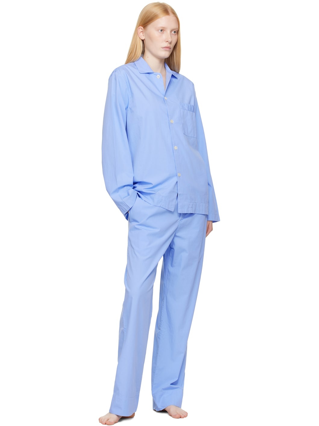 Blue Poplin Pyjama Pants - 4