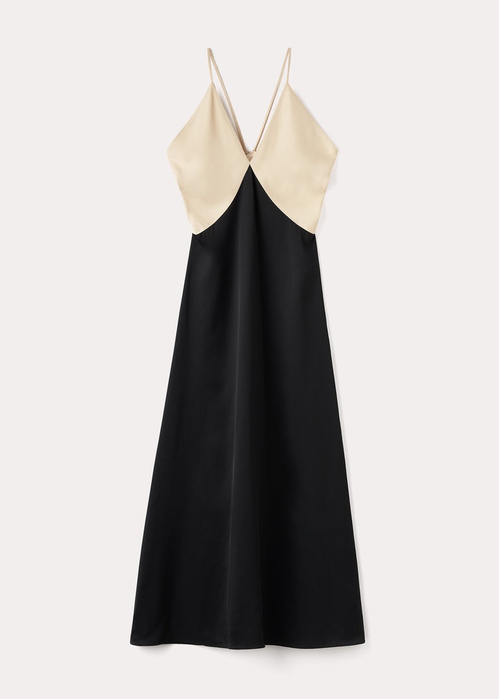 Draped twill cami dress black - 1