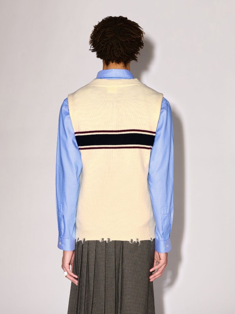 DAMAGED RIB KNIT VEST - 4