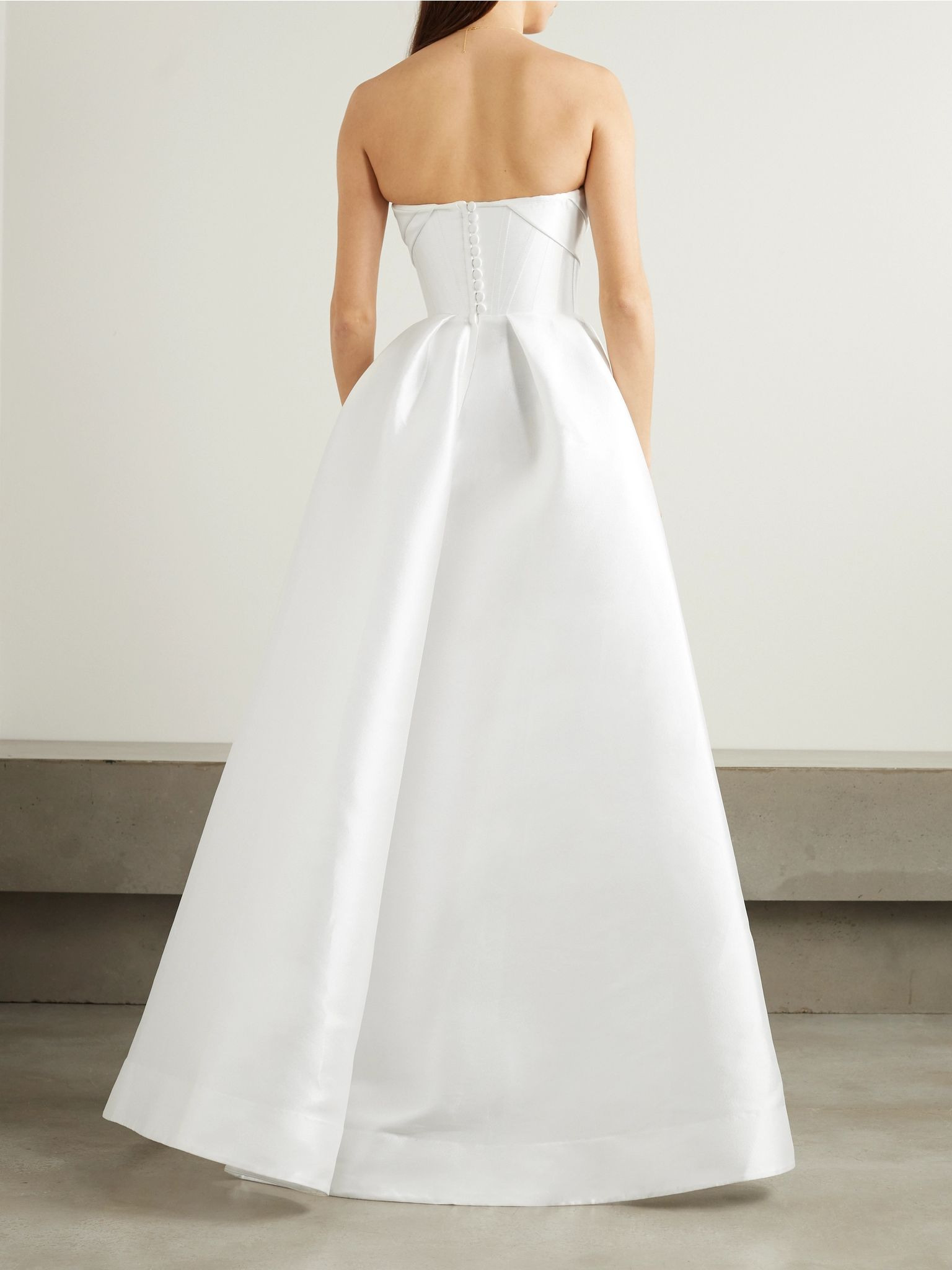 Isobel strapless draped satin-faille gown White - 3