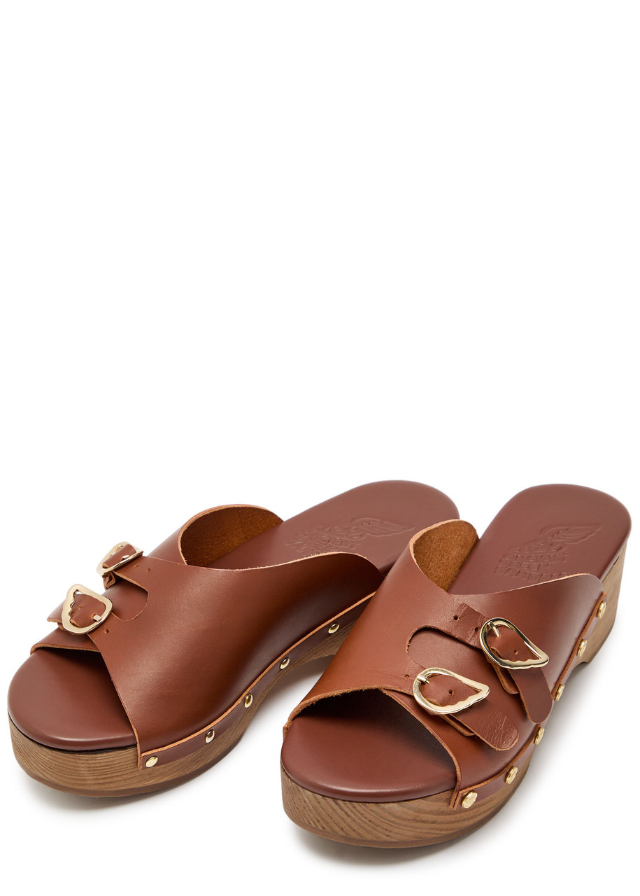 Ancient Greek Sandals Natali Sabot Leather Flatform Sandals - 3
