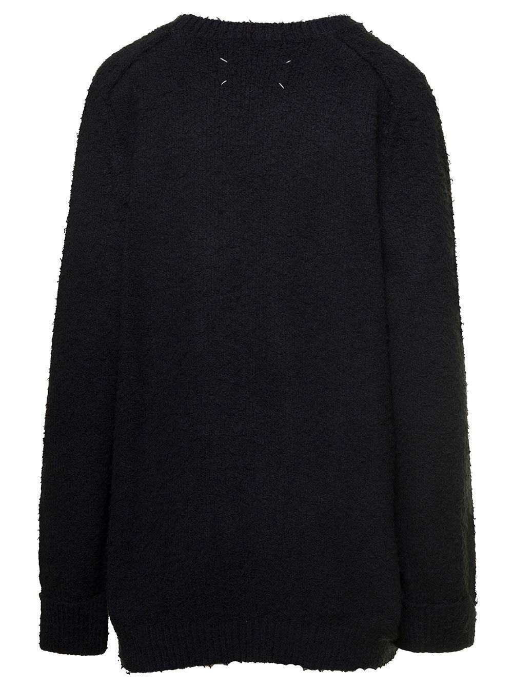 Maison Margiela Women Oversized Black Sweater With Ribbed Trim In Cotton Blend Woman - 2
