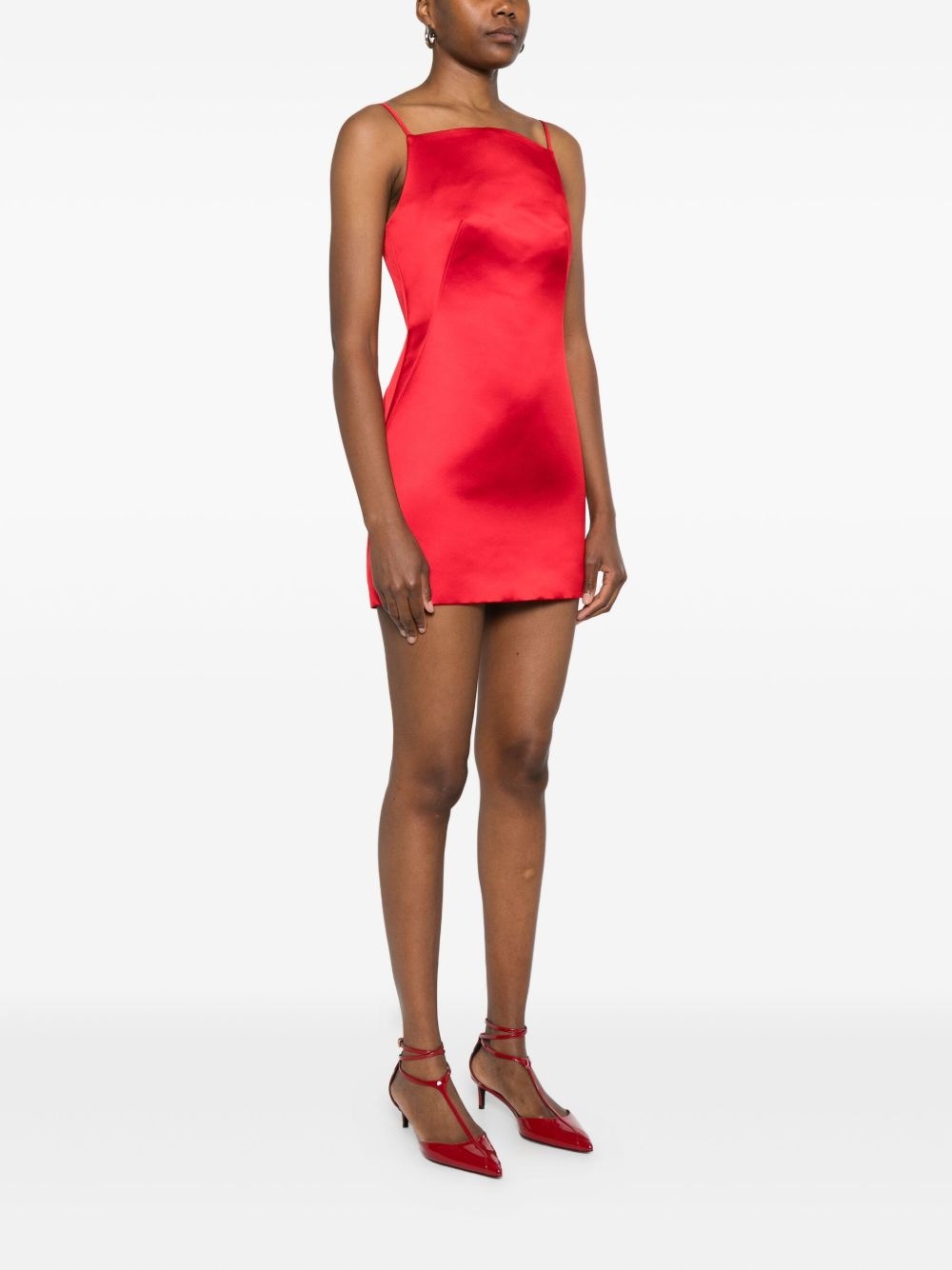 square-neck satin mini dress - 3