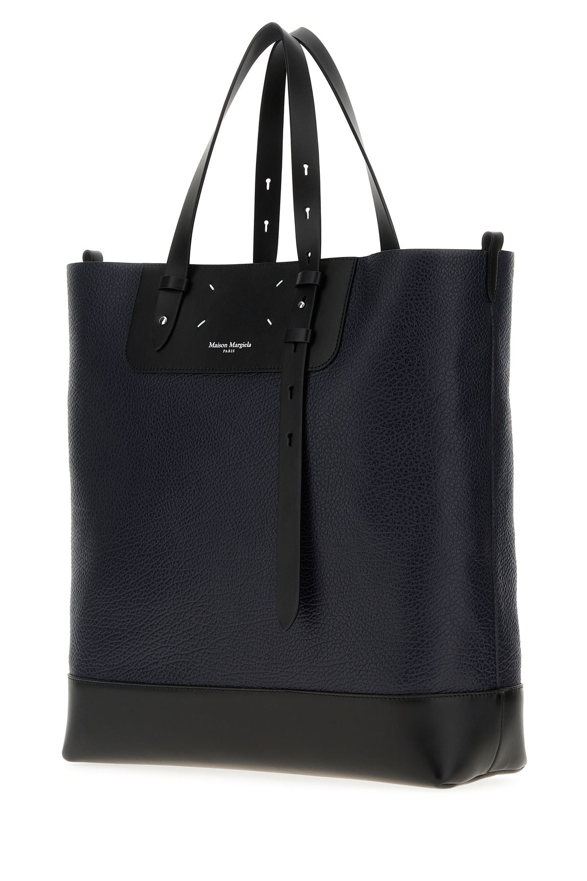 Midnight blue leather Vertical shopping bag - 2