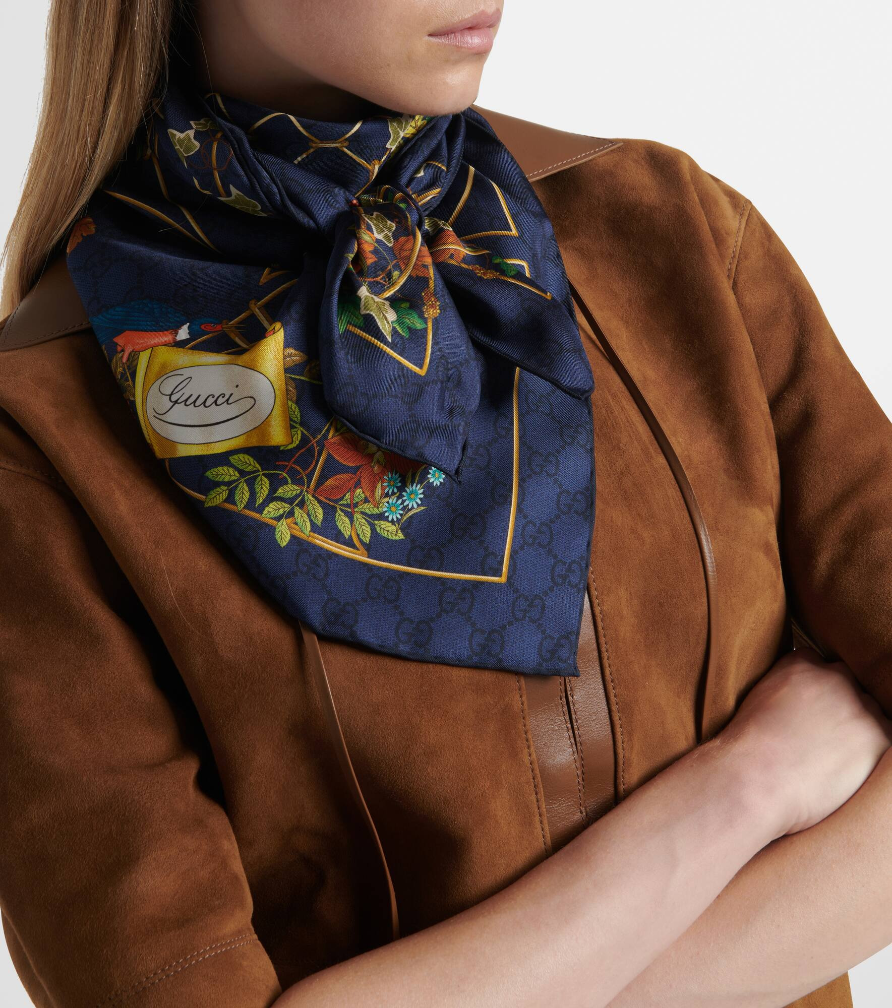 Floral silk twill scarf - 3