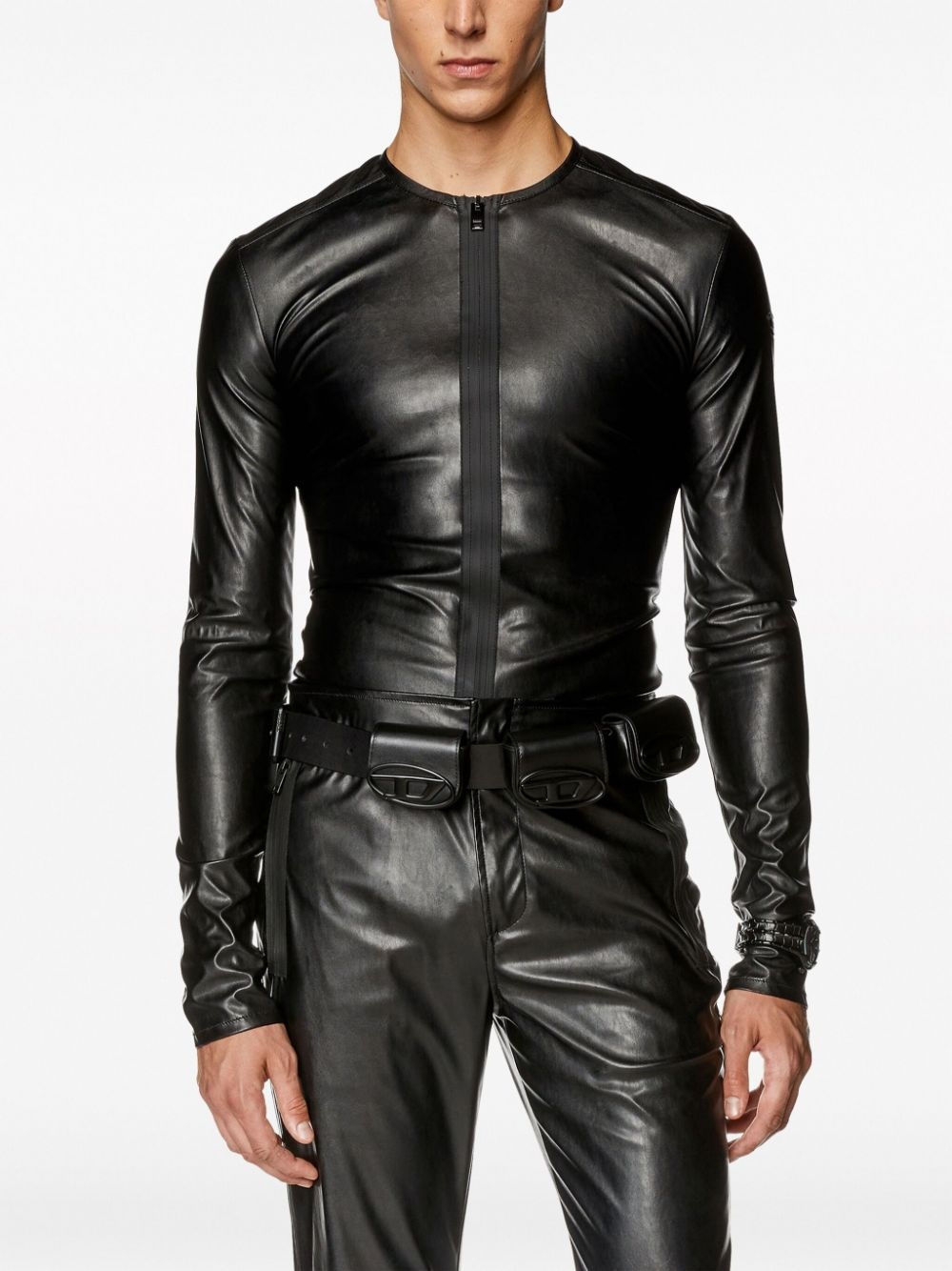 S-Nes faux-leather zip-up top - 3
