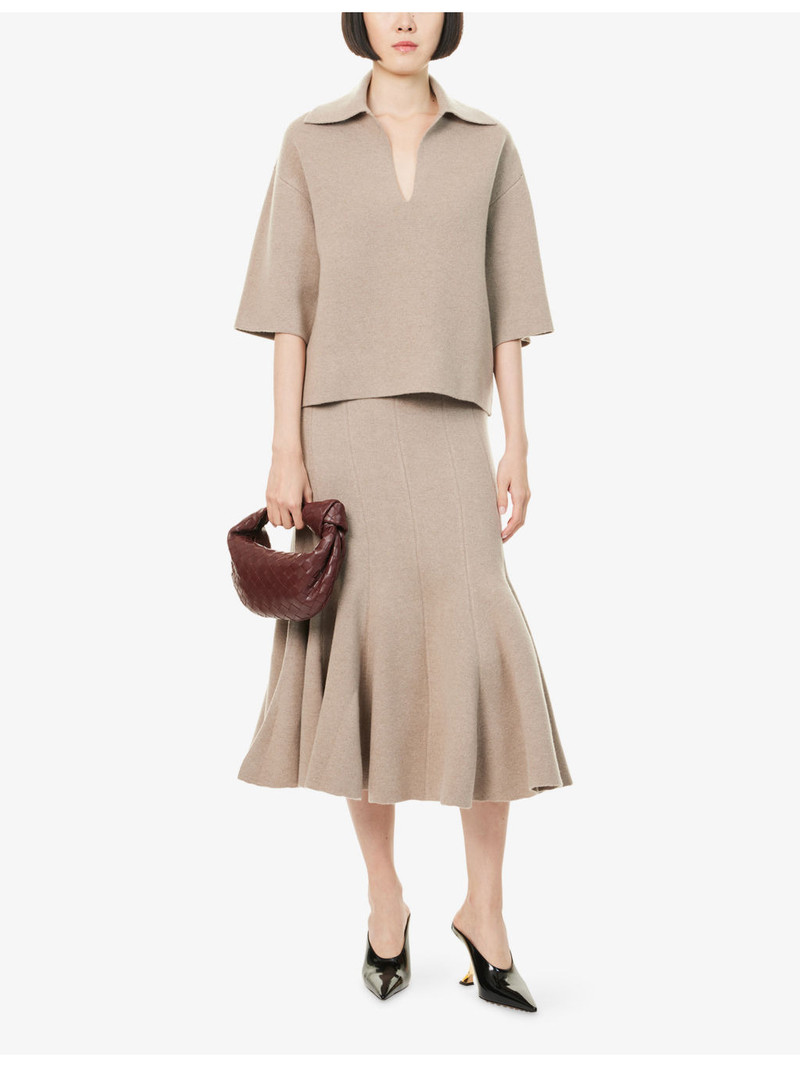 Bottega Veneta Flared High-Waist Cashmere-Blend Midi Skirt outlook