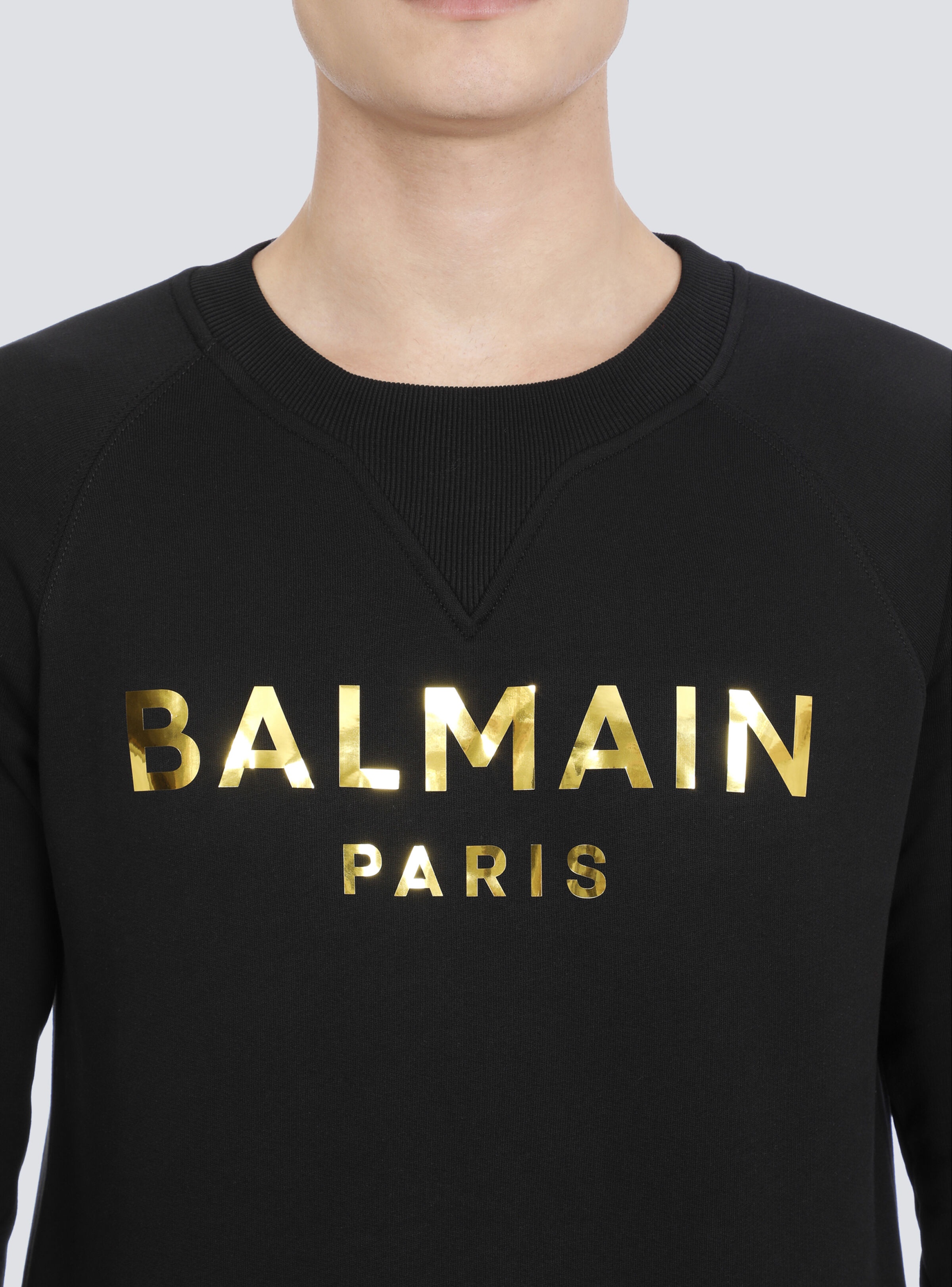 Eco-designed cotton sweatshirt with Balmain Paris logo print - 7