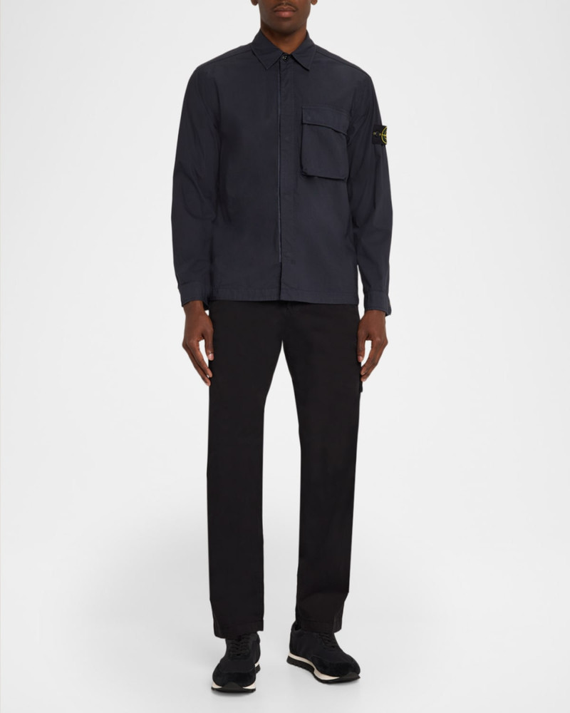 Stone Island Men's Cotton Concealed Snap-Front Shirt outlook