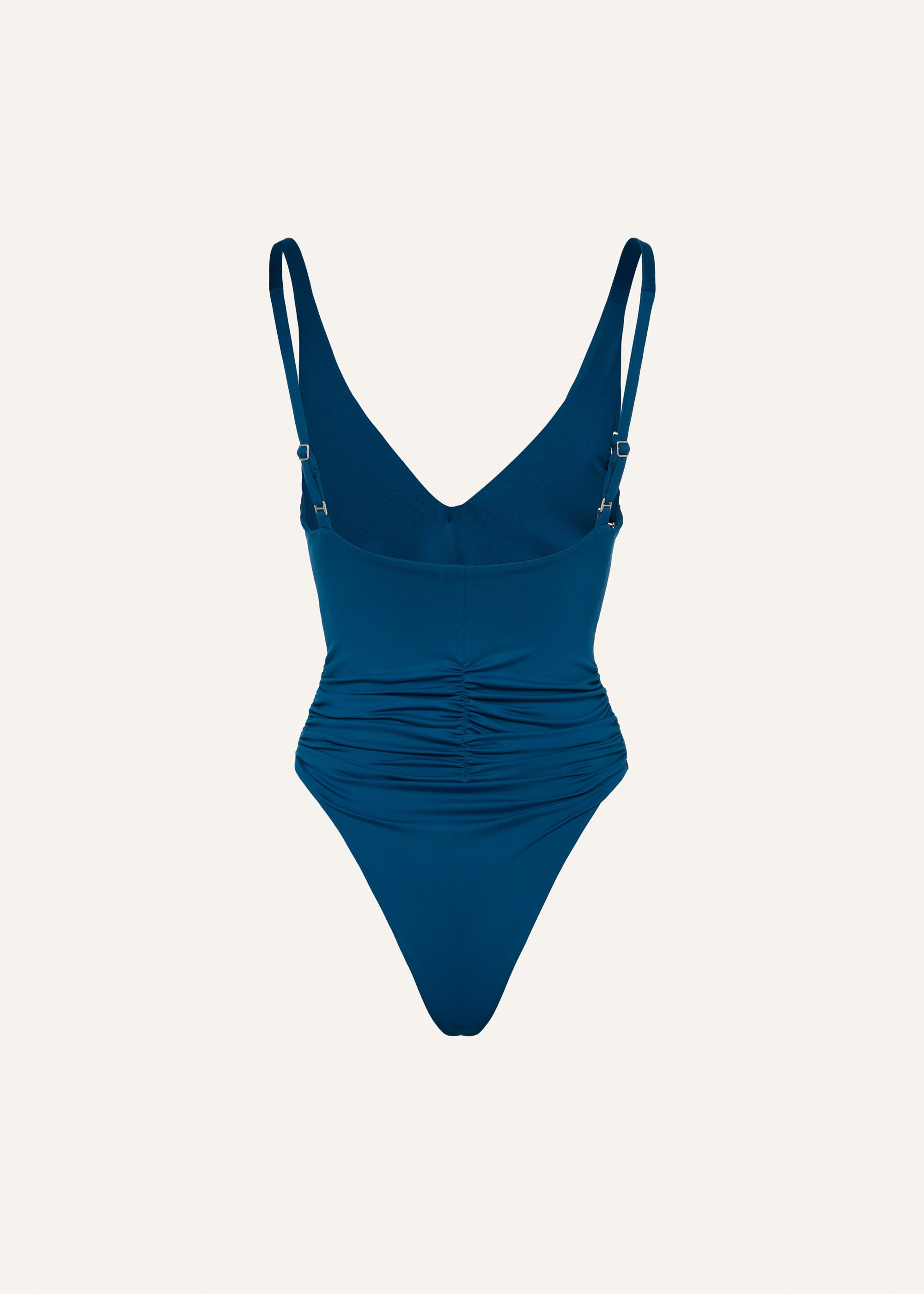 Ruched flower swimsuit in ocean blue - 2