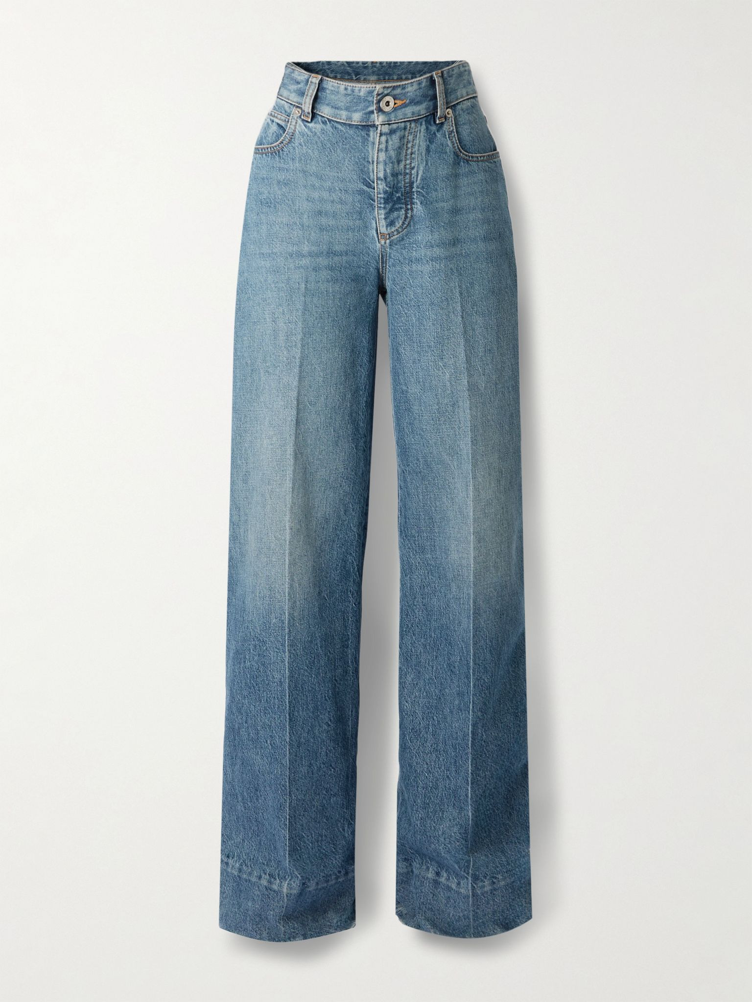 High-rise straight-leg jeans Mid denim - 1