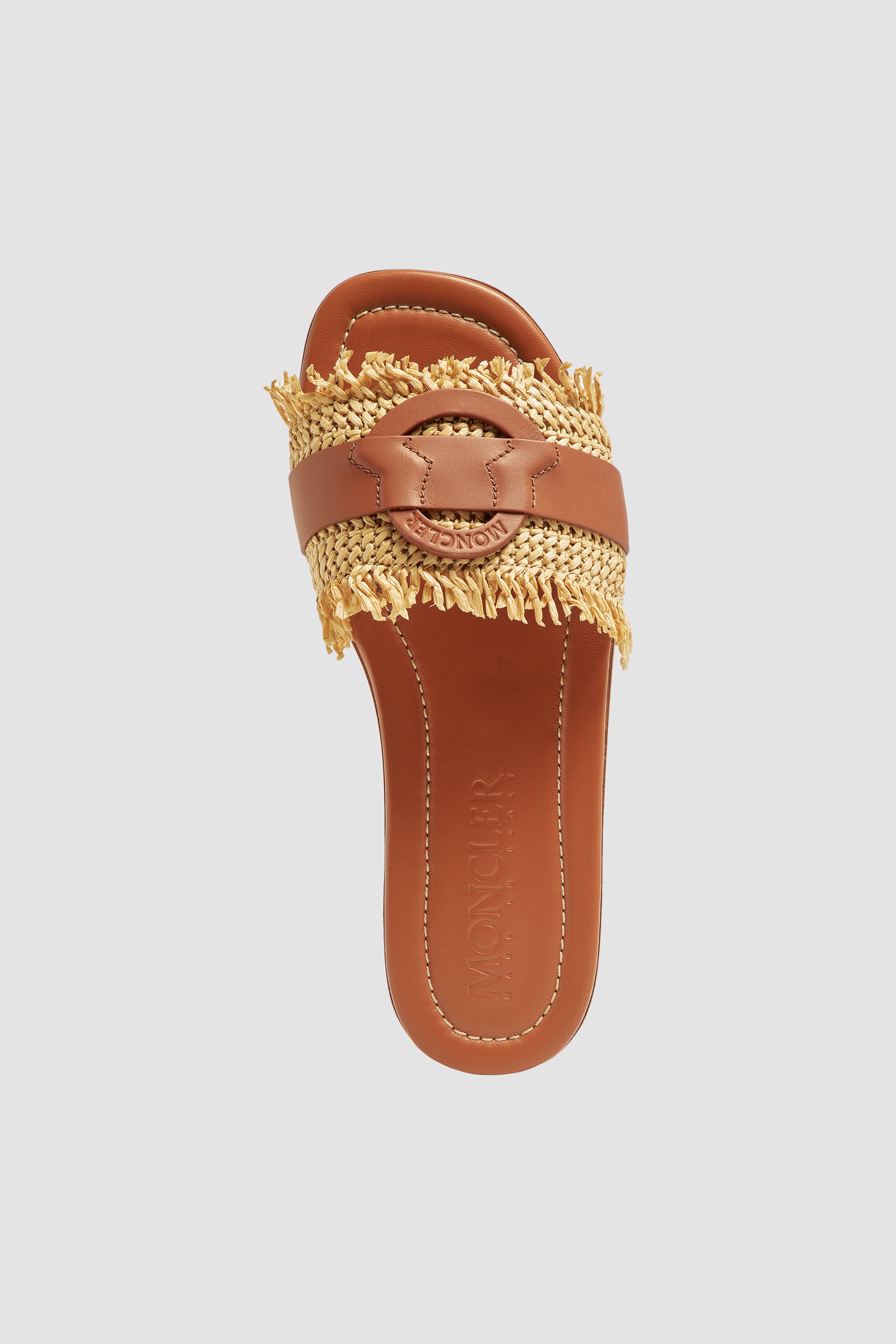 Moncler Bell Raffia & Leather Slides | moncler | REVERSIBLE