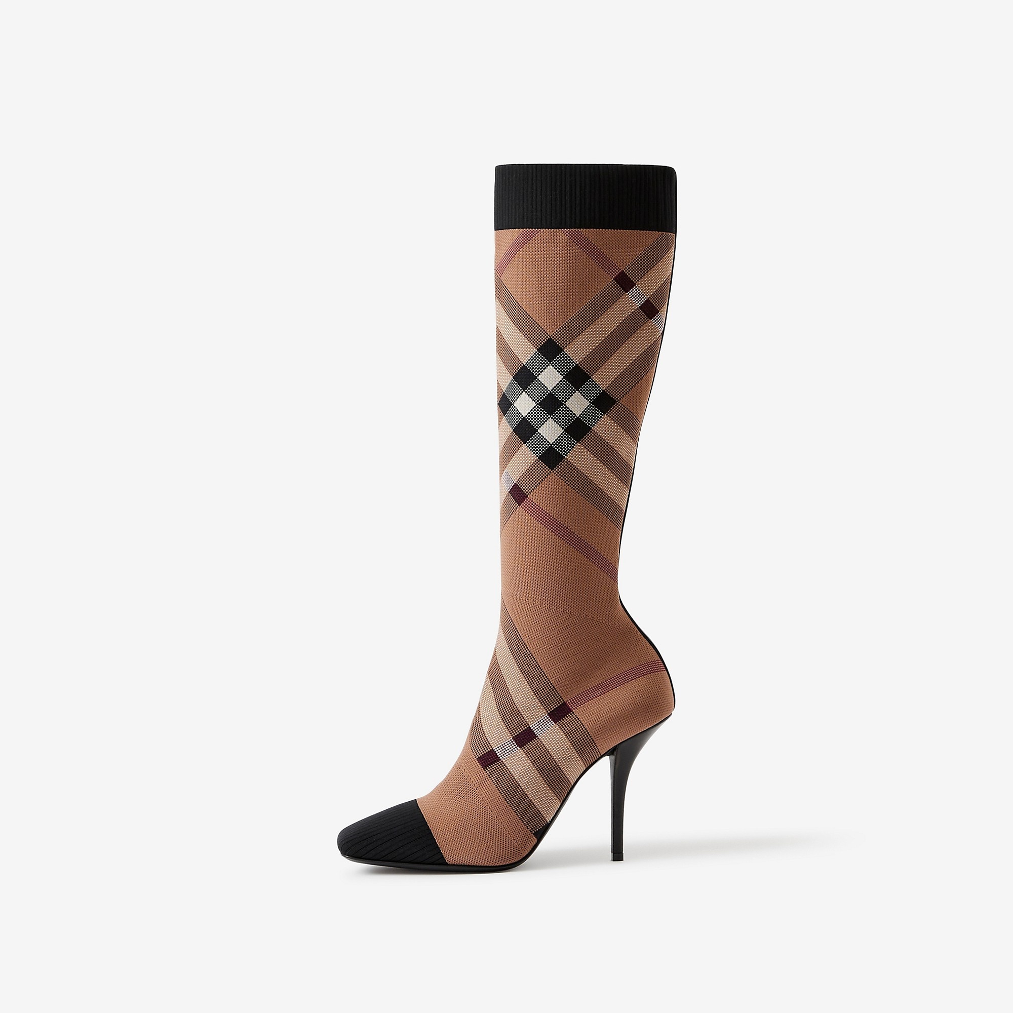 Knitted Check Sock Boots - 5
