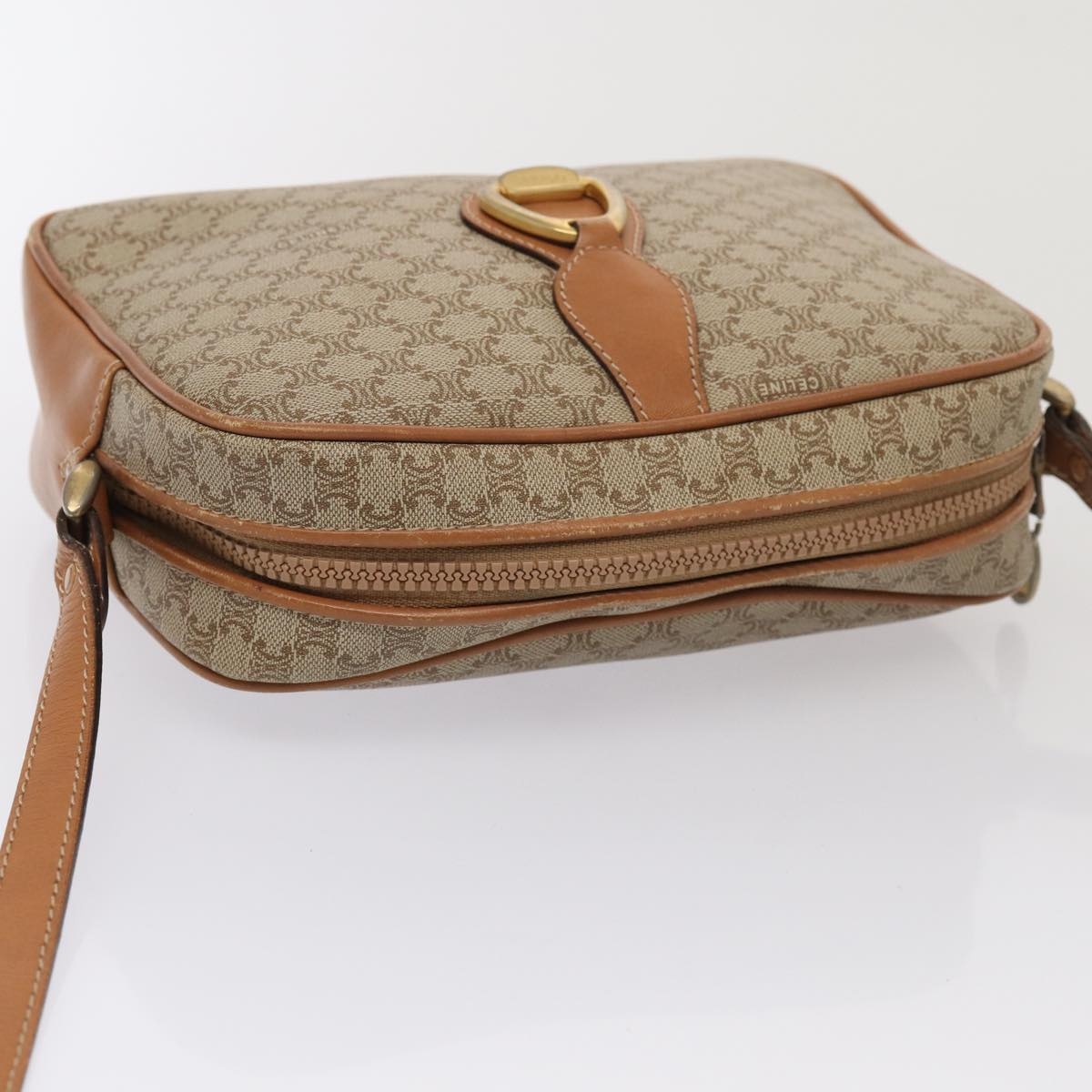 CELINE Macadam Canvas Shoulder Bag Beige Gold - 6