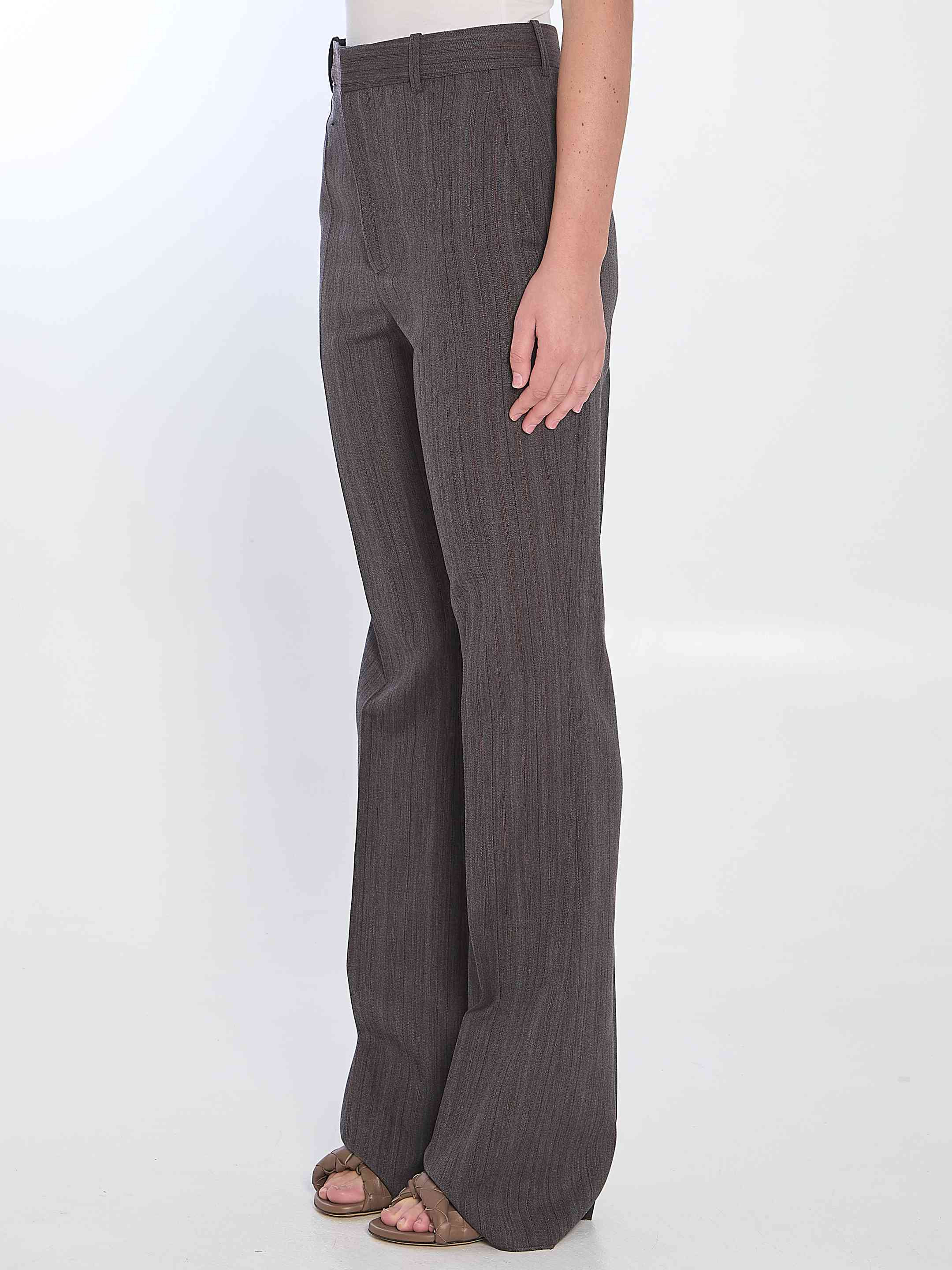 Bottega Veneta Women Wool Trousers With Thin Stripes - 2