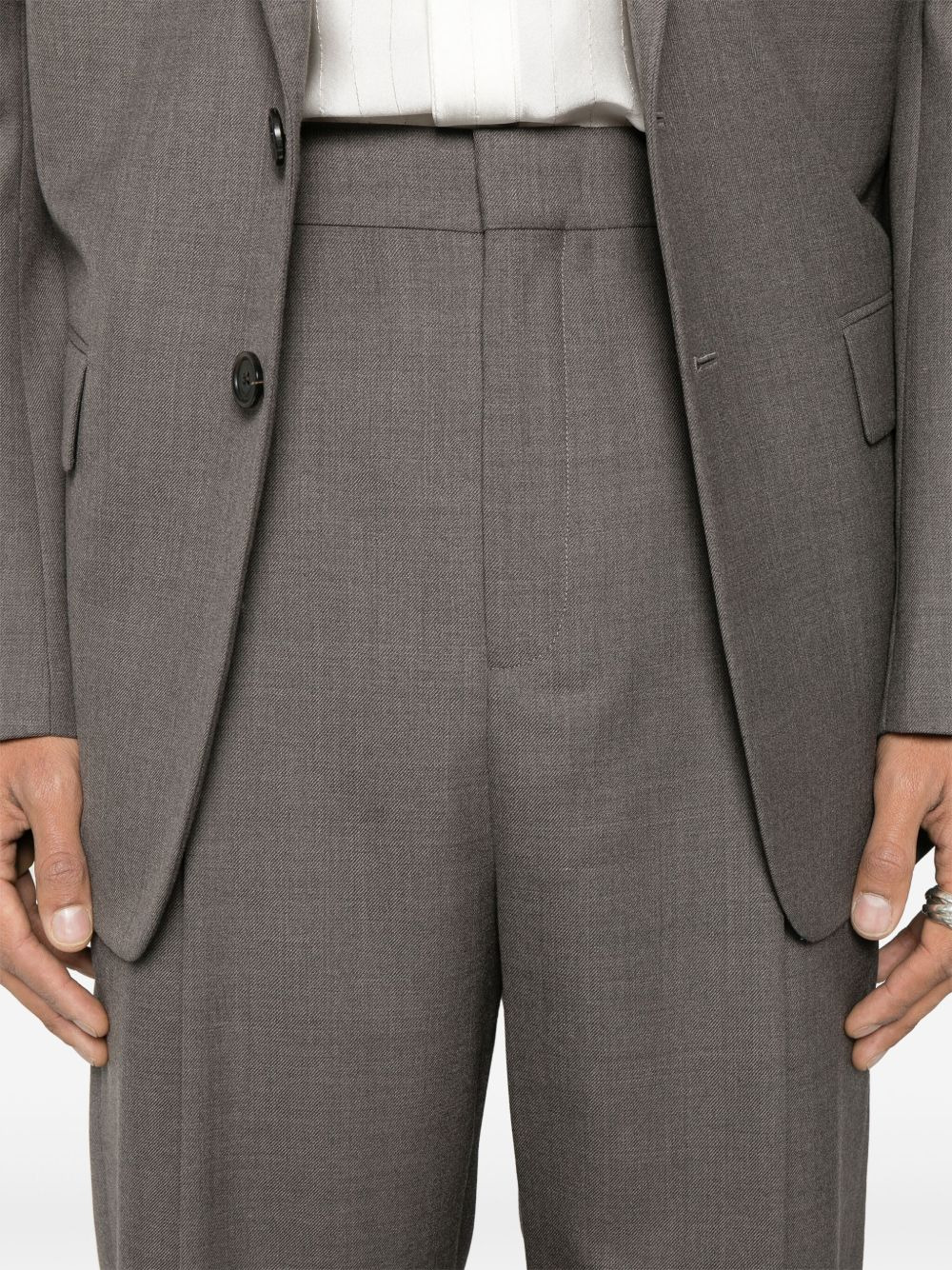 Saint Laurent Men Wool High-Waisted Trousers - 2
