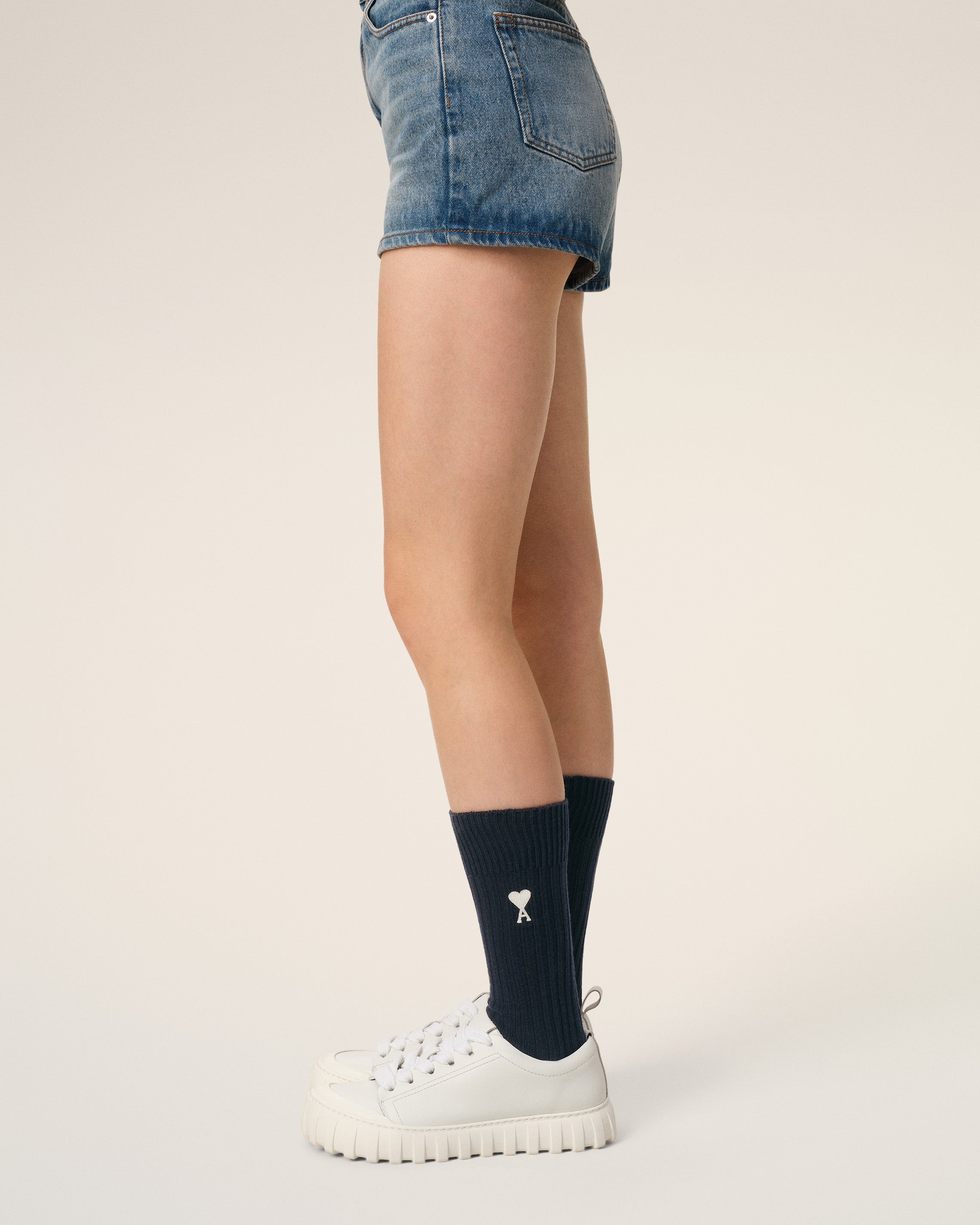 NAVY BLENDED COTTON AMI DE COEUR SOCKS - 2