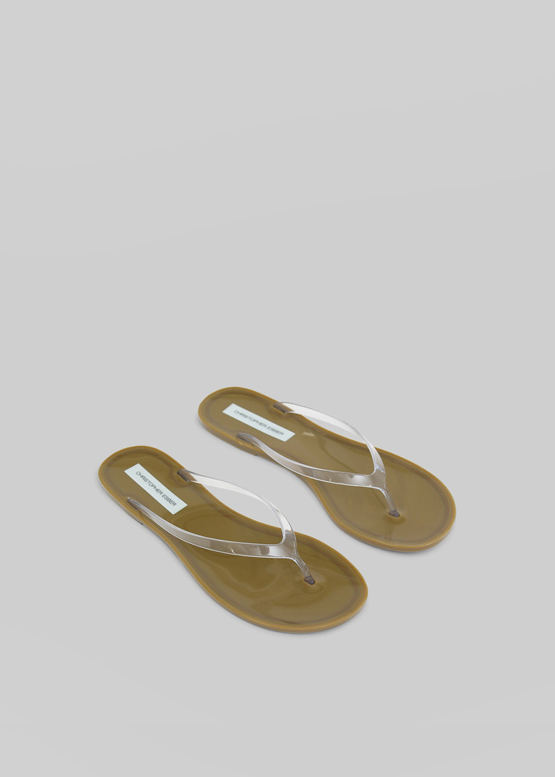 Christopher Esber Jo Flip Flops - Khaki/Clear 1