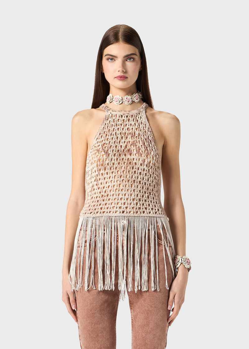 PRINTED KNIT TOP WITH FRINGES 3