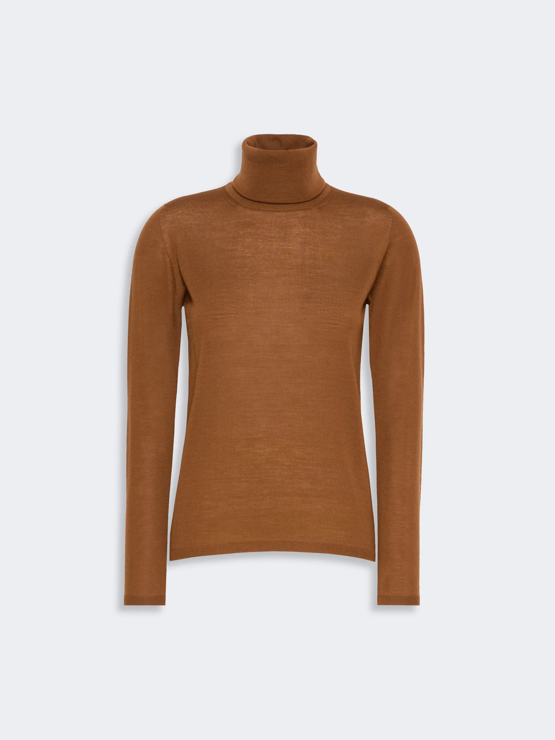 SALUTO Wool yarn polo-neck sweater - TOBACCO - 1