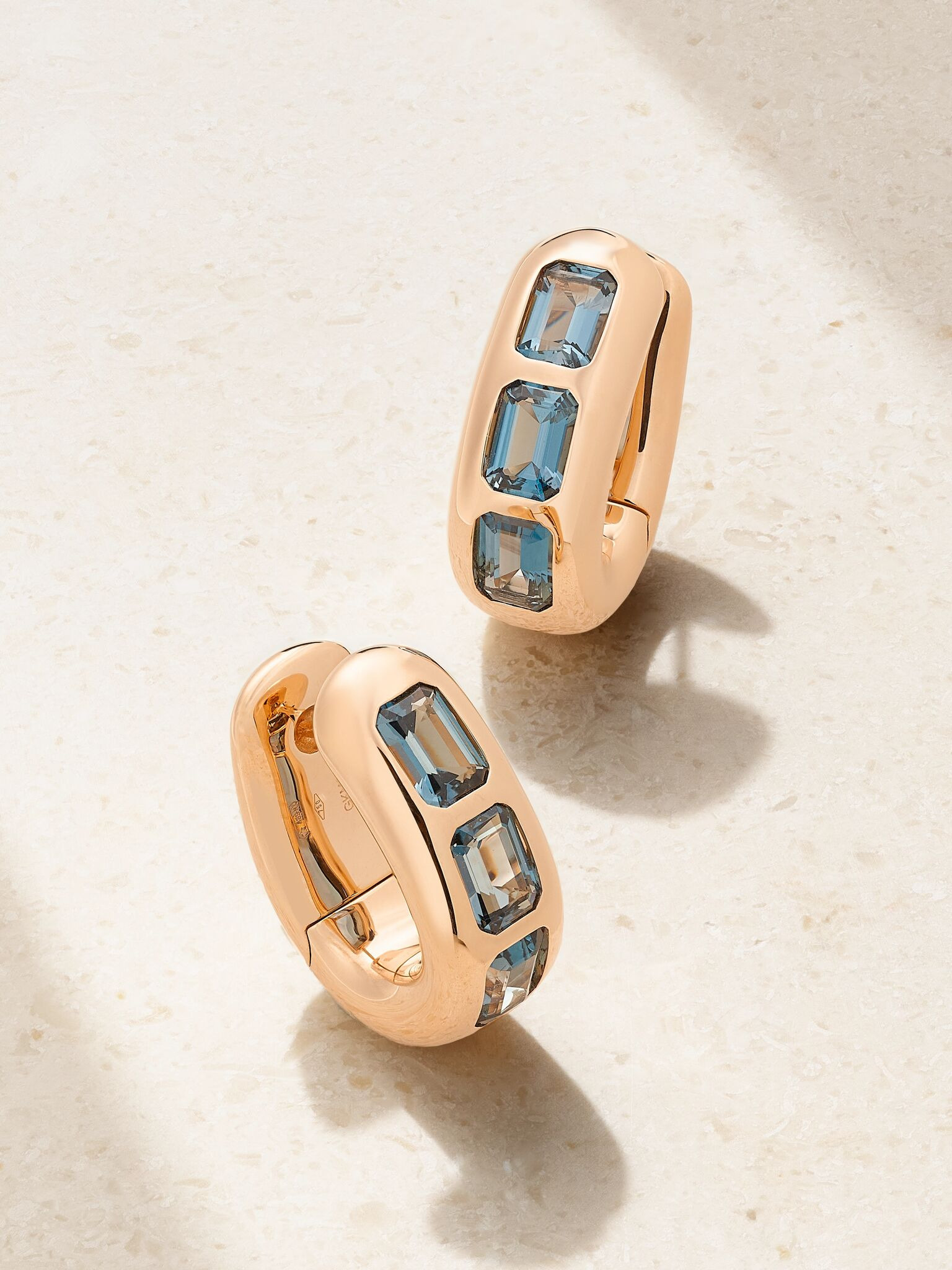 18-karat rose gold topaz hoop earrings Gold - 1