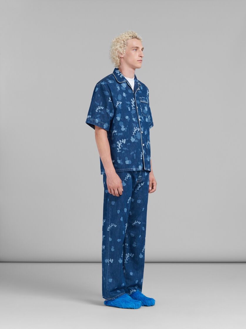 BLUE DENIM JEANS WITH MARNI DRIPPING PRINT - 4